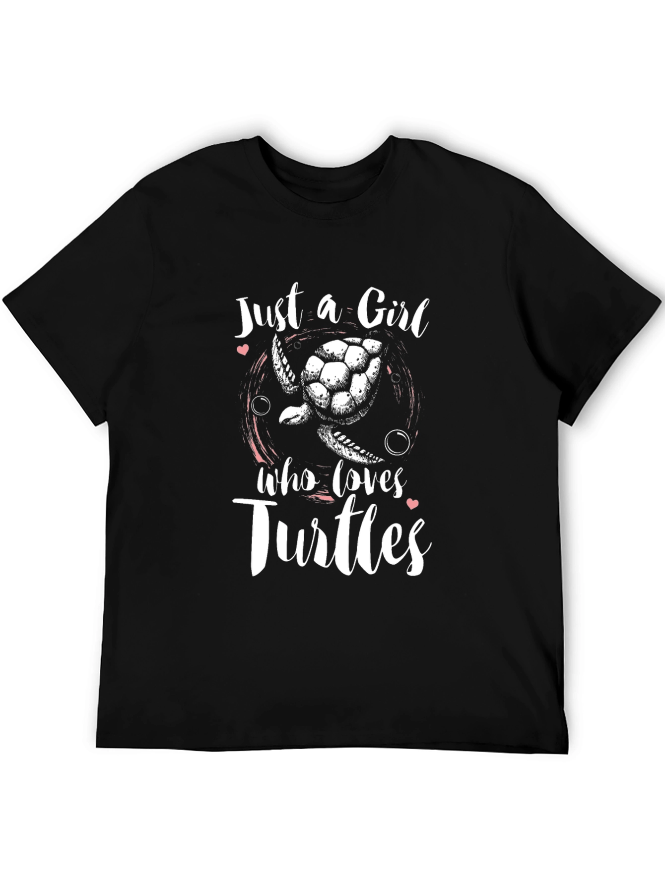 Black Just a Girl Who Loves Turtles T-Shirt view 5