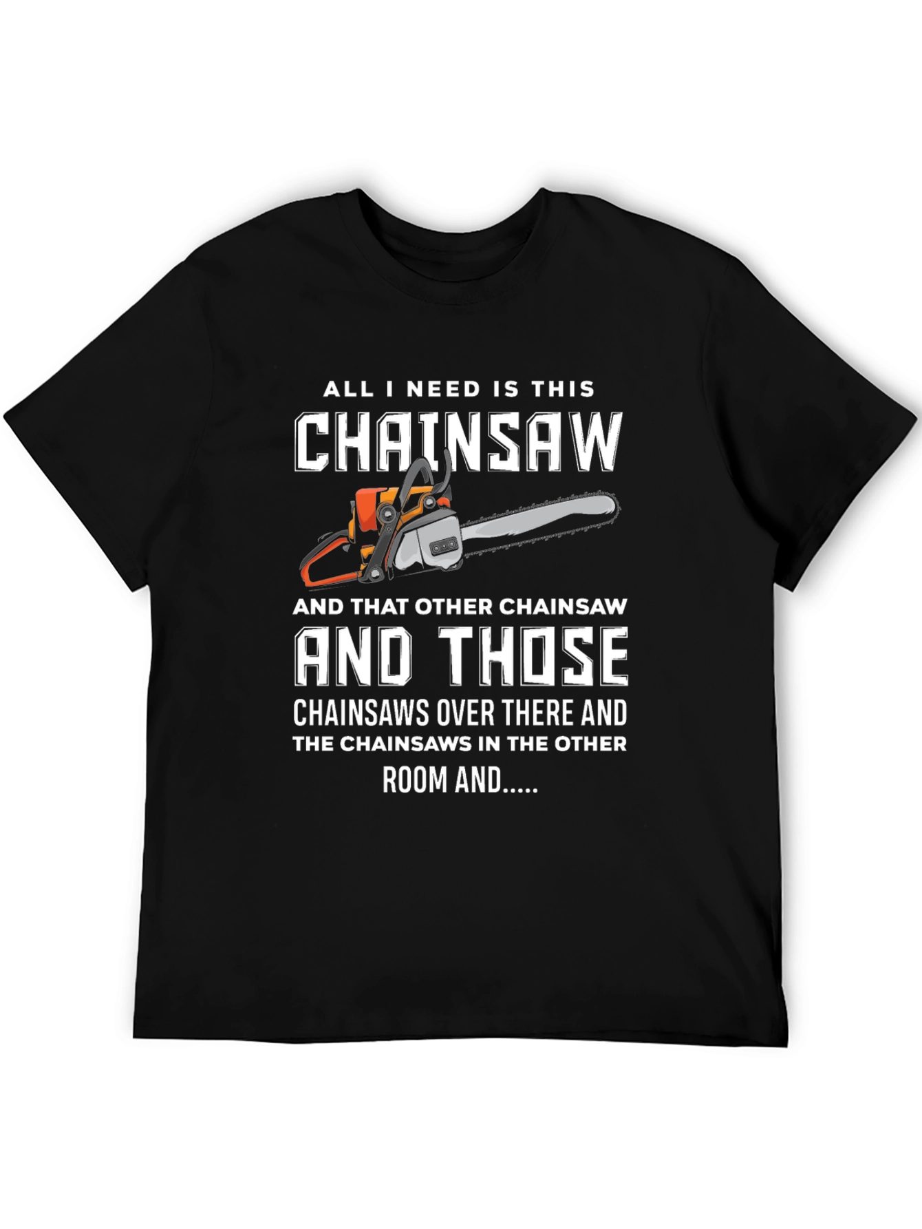 Black Funny Chainsaw T-Shirt view 5