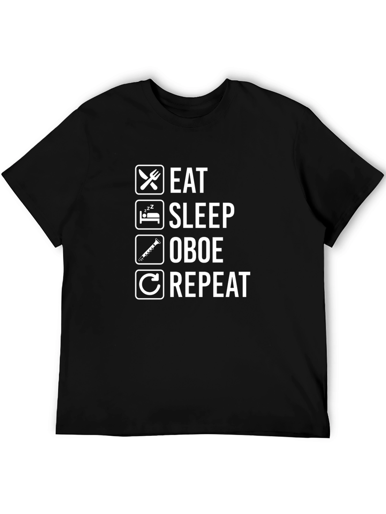 Black Eat Sleep Oboe Repeat T-Shirt - Musician Gift view 5