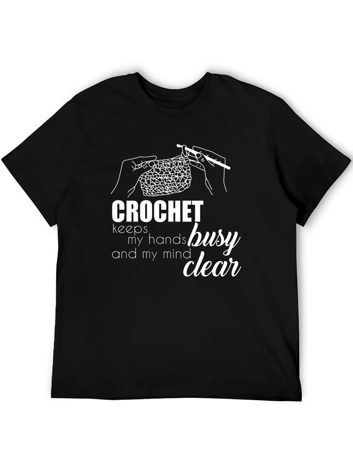 Black Crochet Keeps My Hands Busy Graphic Tee - Black view 5