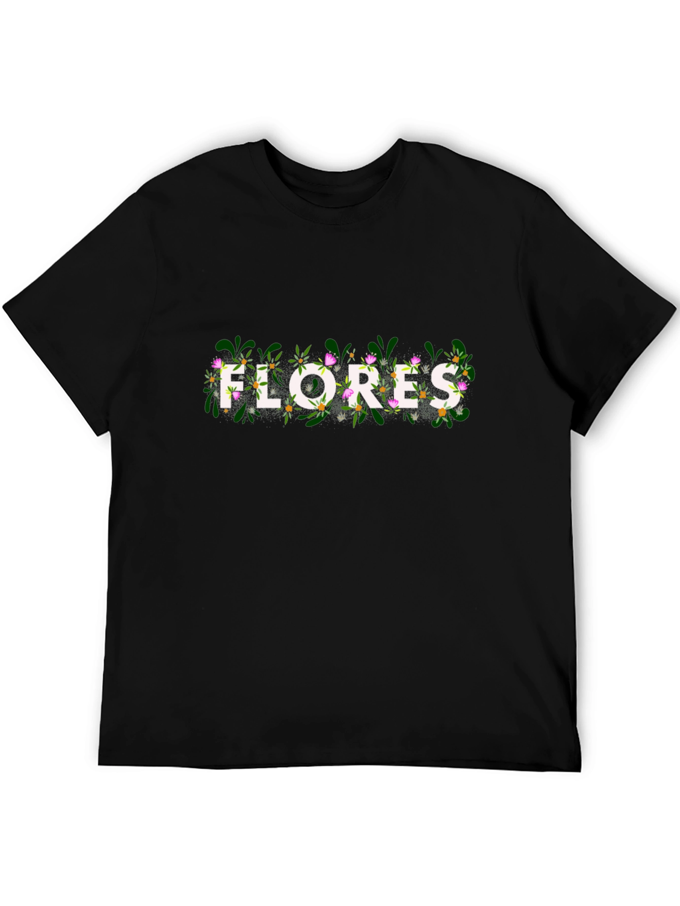 Black Floral Flores Graphic Black T-Shirt view 5