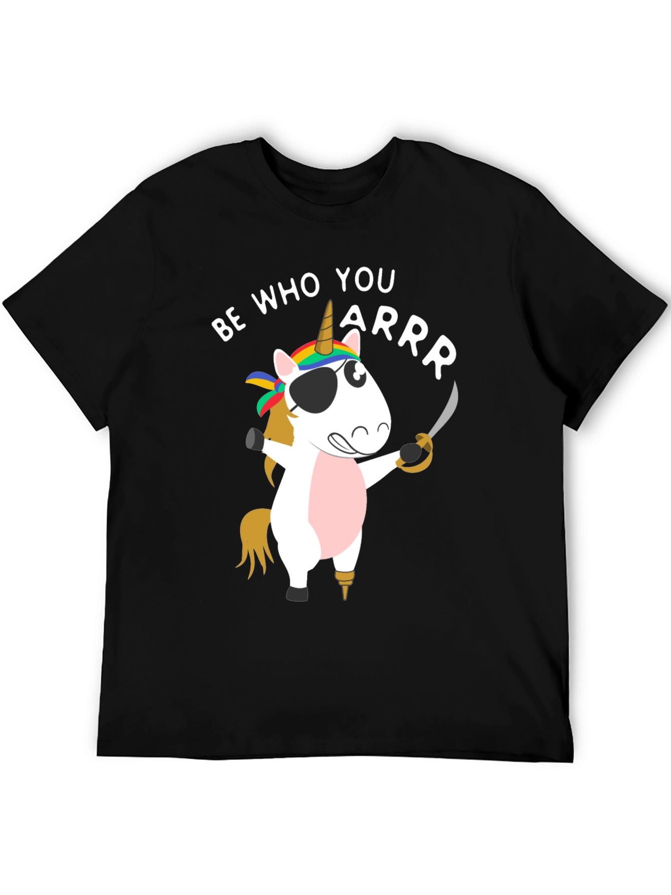 Black Be Who You Arrr Unicorn Pirate Men's T-Shirt view 5