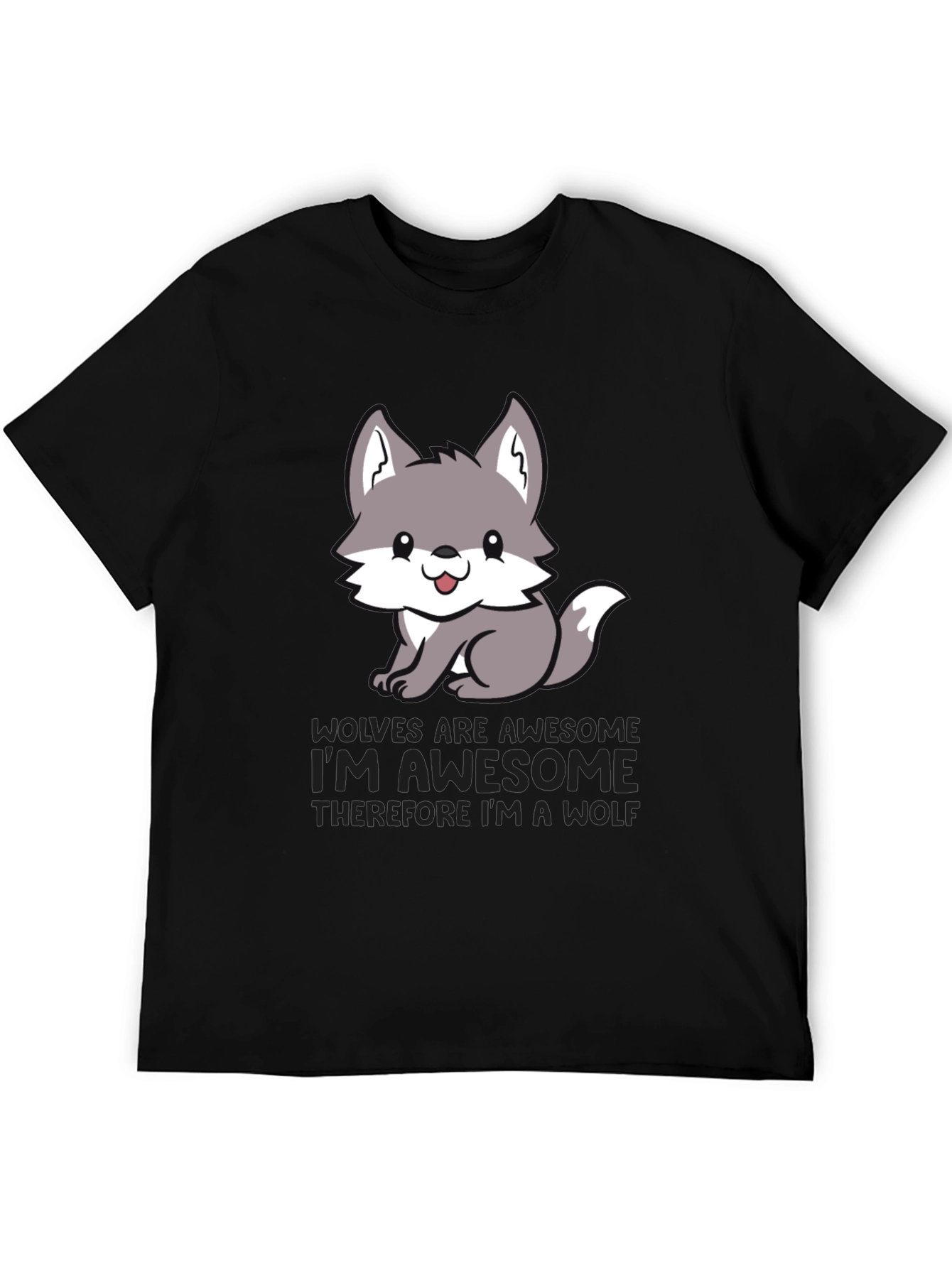 Black Awesome Wolf T-Shirt - Cute Animal Graphic Tee view 5
