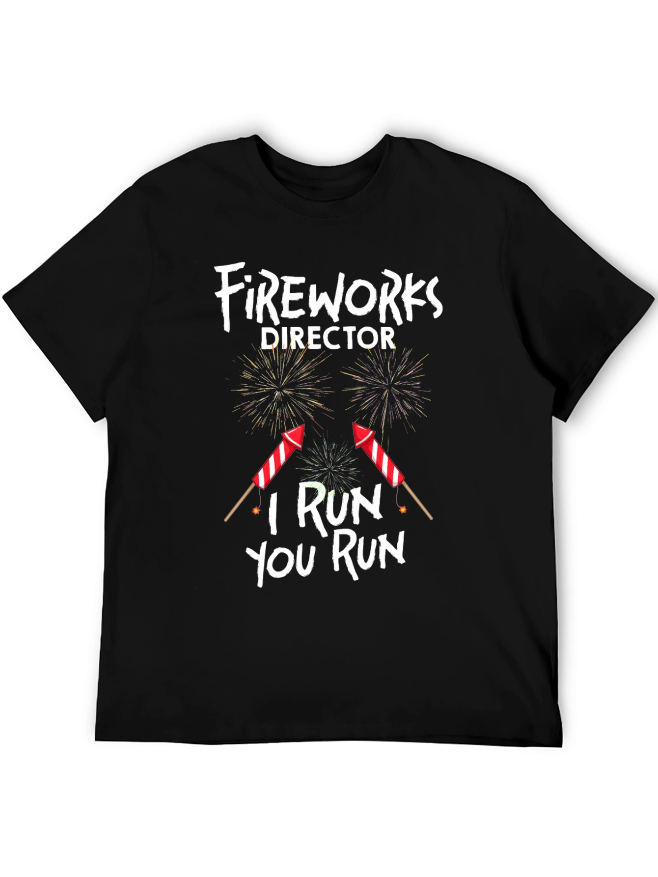 Black Fireworks Director Funny T-Shirt view 5