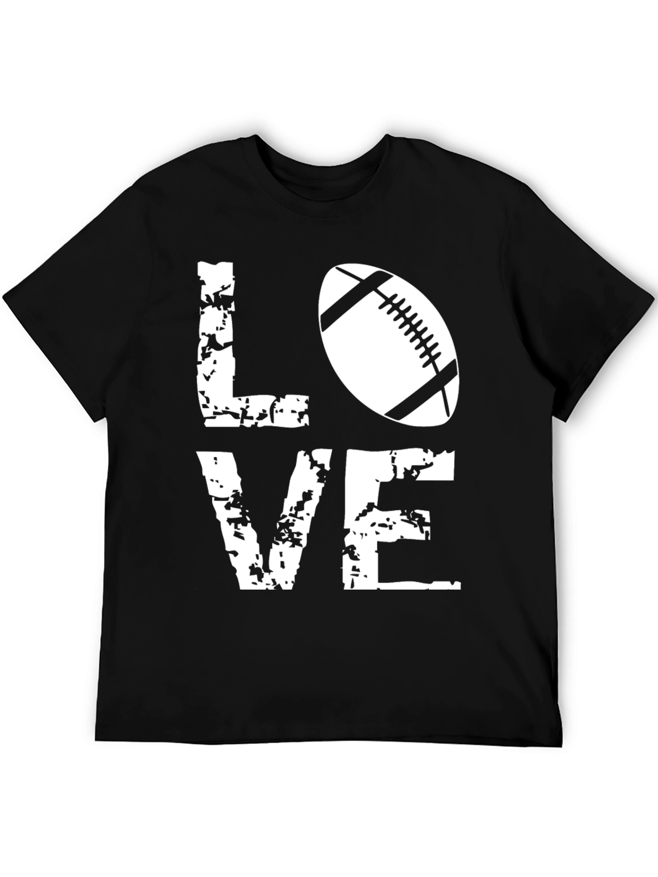 Black Love Football Graphic T-Shirt - Black view 5