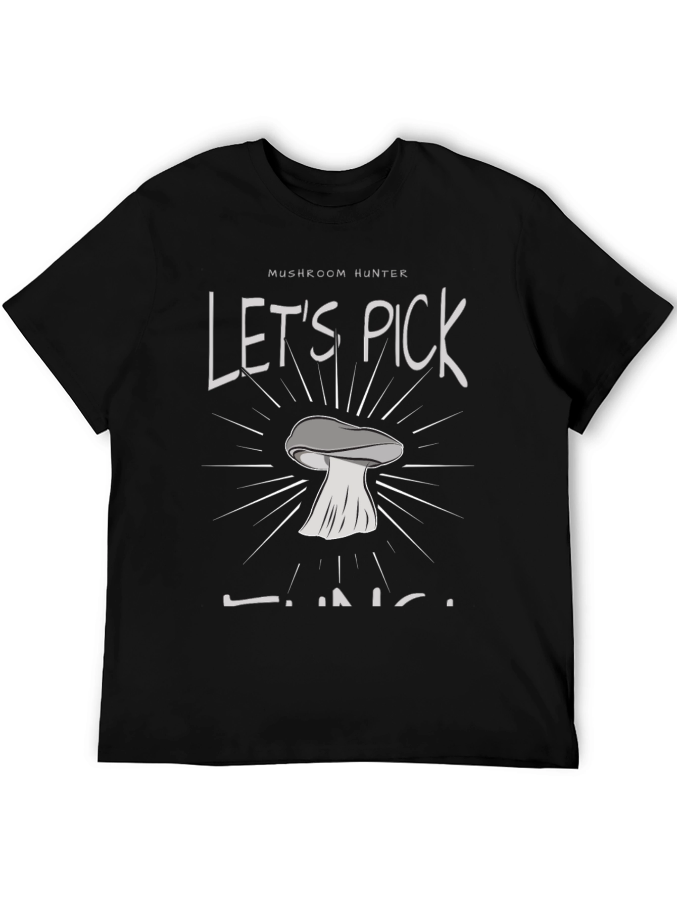 Black Mushroom Hunter Graphic Tee - Let's Pick Fungi! view 5