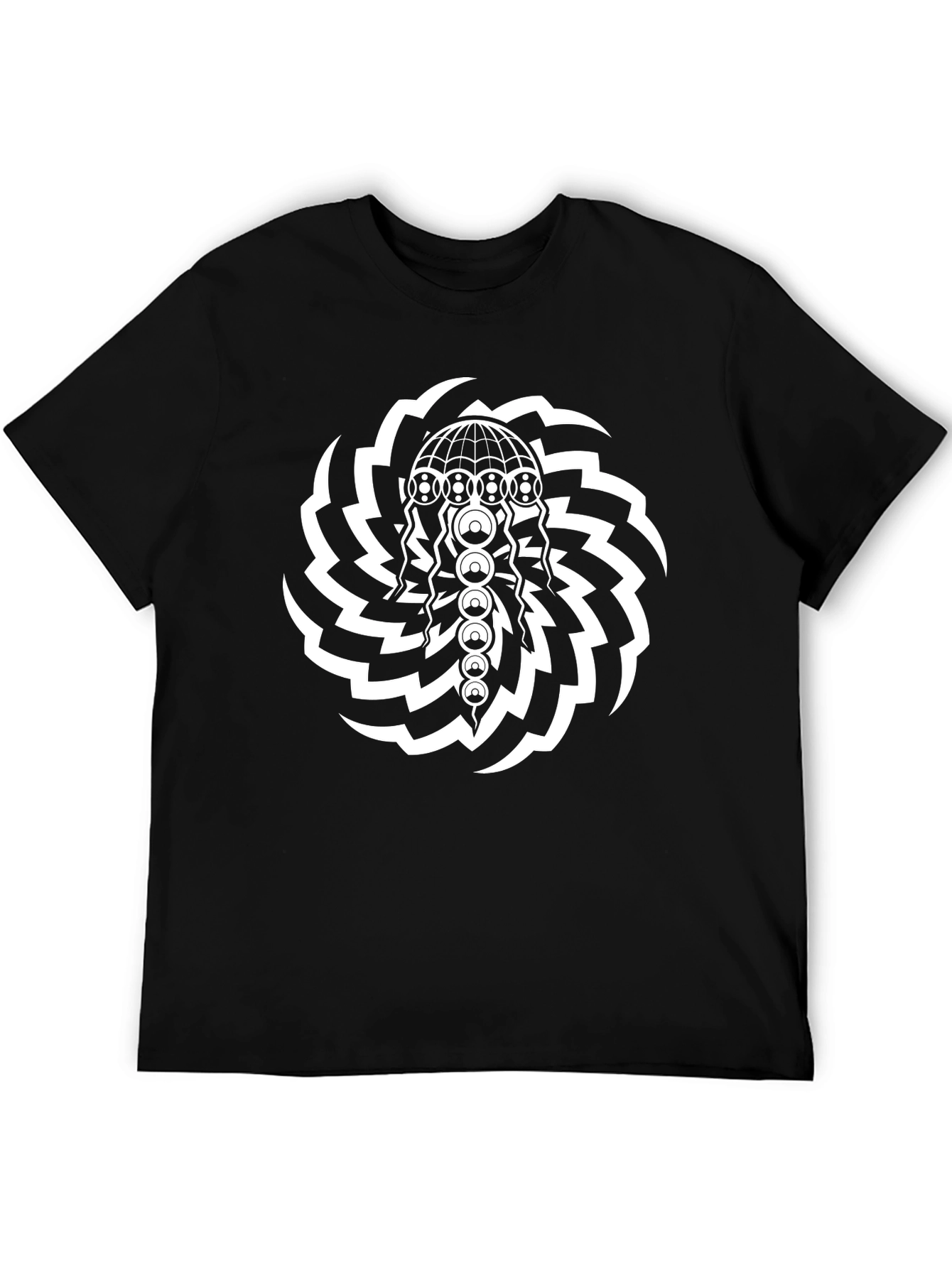 Black Geometric Optical Illusion Graphic Tee - Black view 5