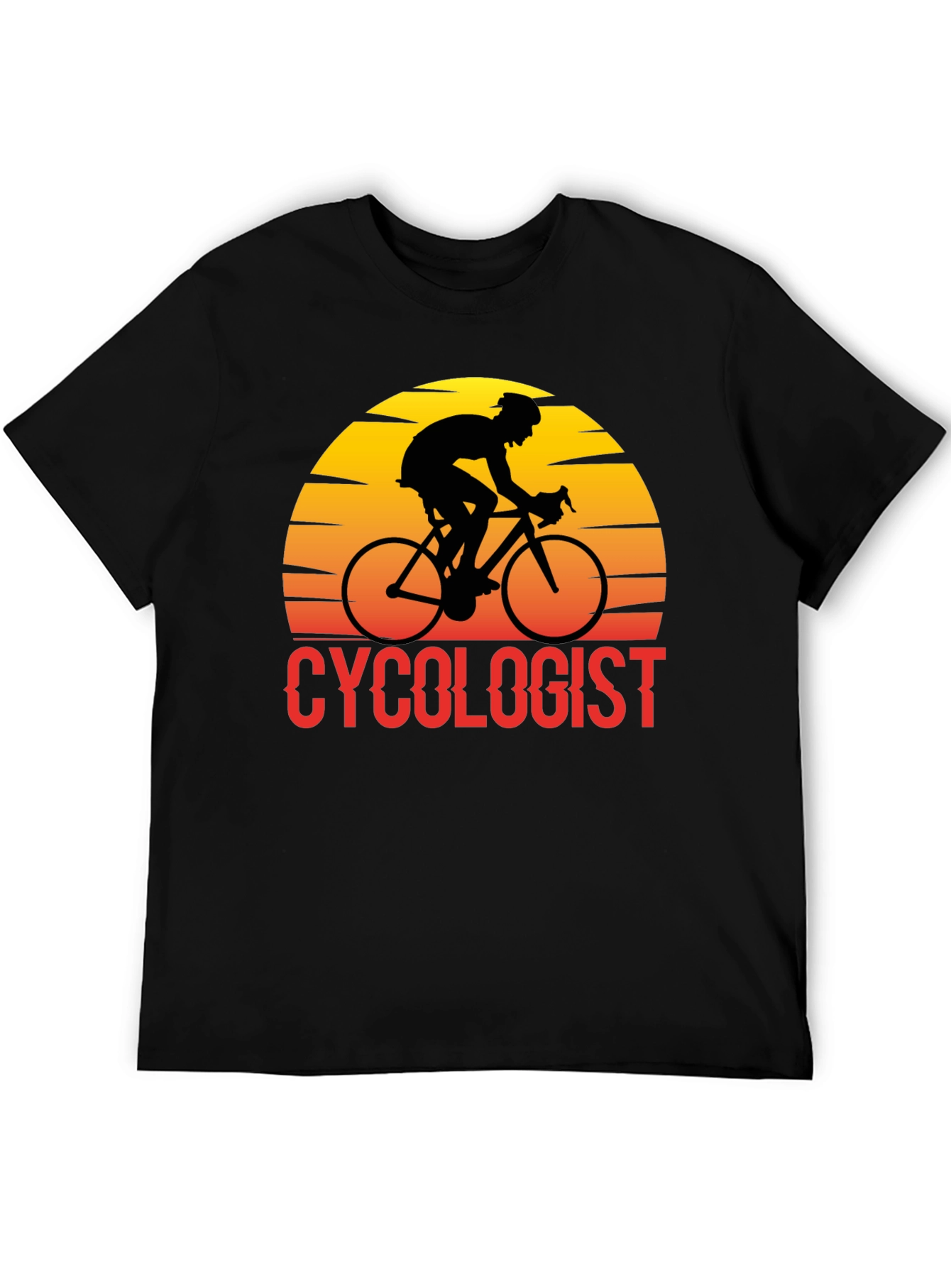 Black Cyclologist T-Shirt - Retro Cyclist Design view 5