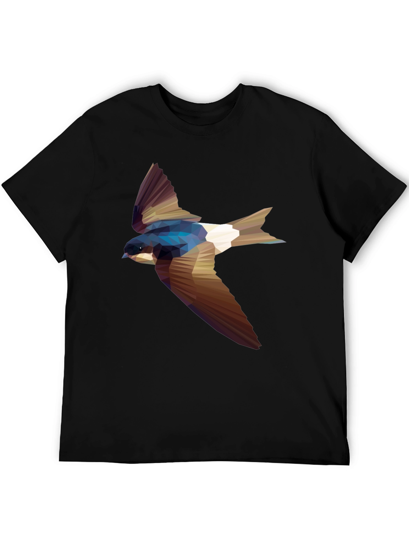 Black Geometric Swallow Print Black T-Shirt view 5