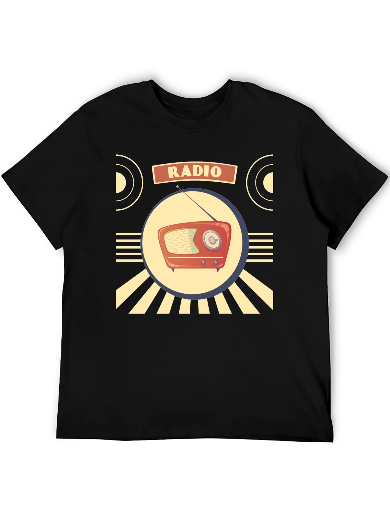 Black Retro Radio T-Shirt - Vintage Style Graphic Tee view 5