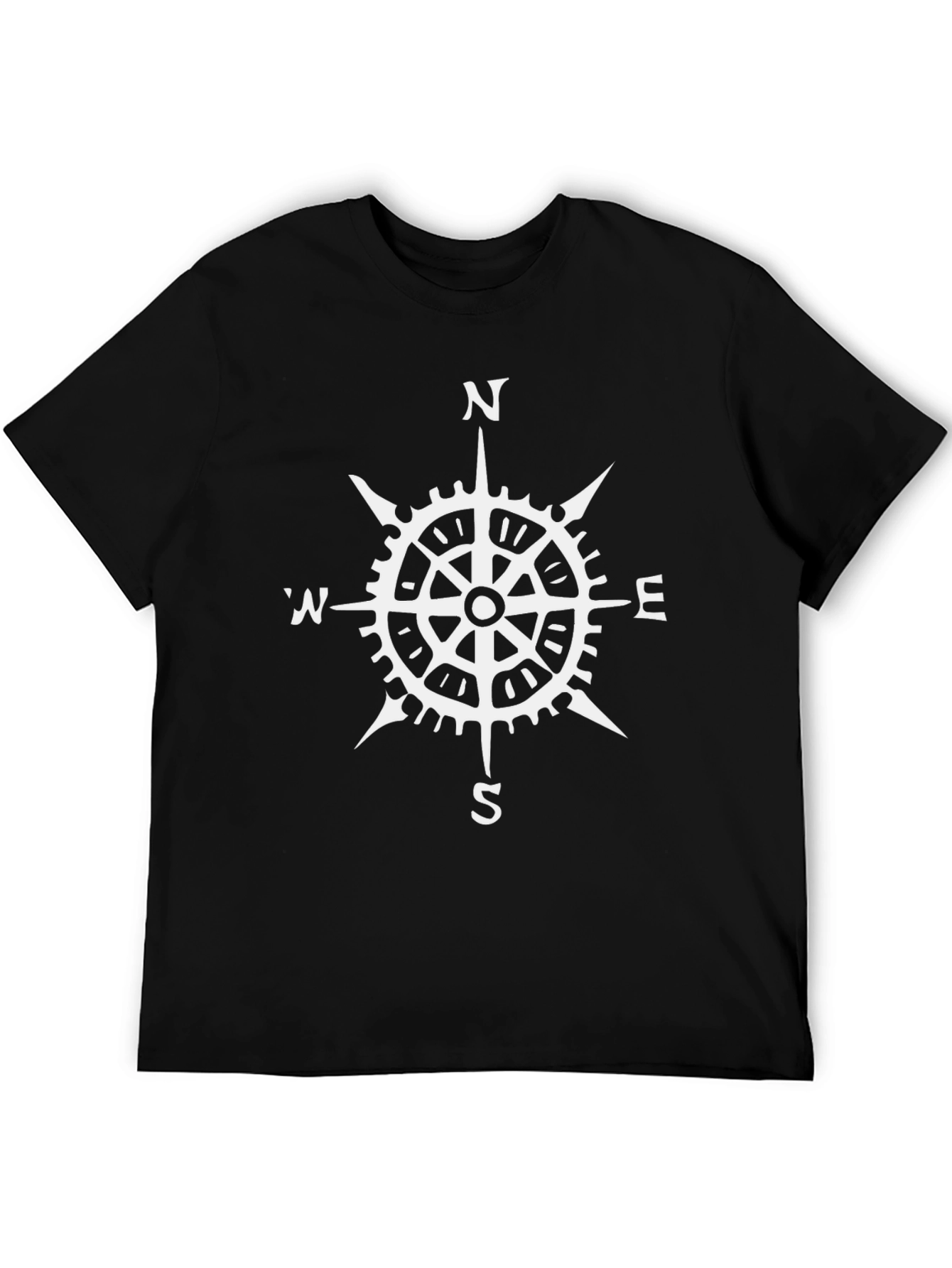 Black Compass Rose Graphic T-Shirt - Black Cotton Tee view 5