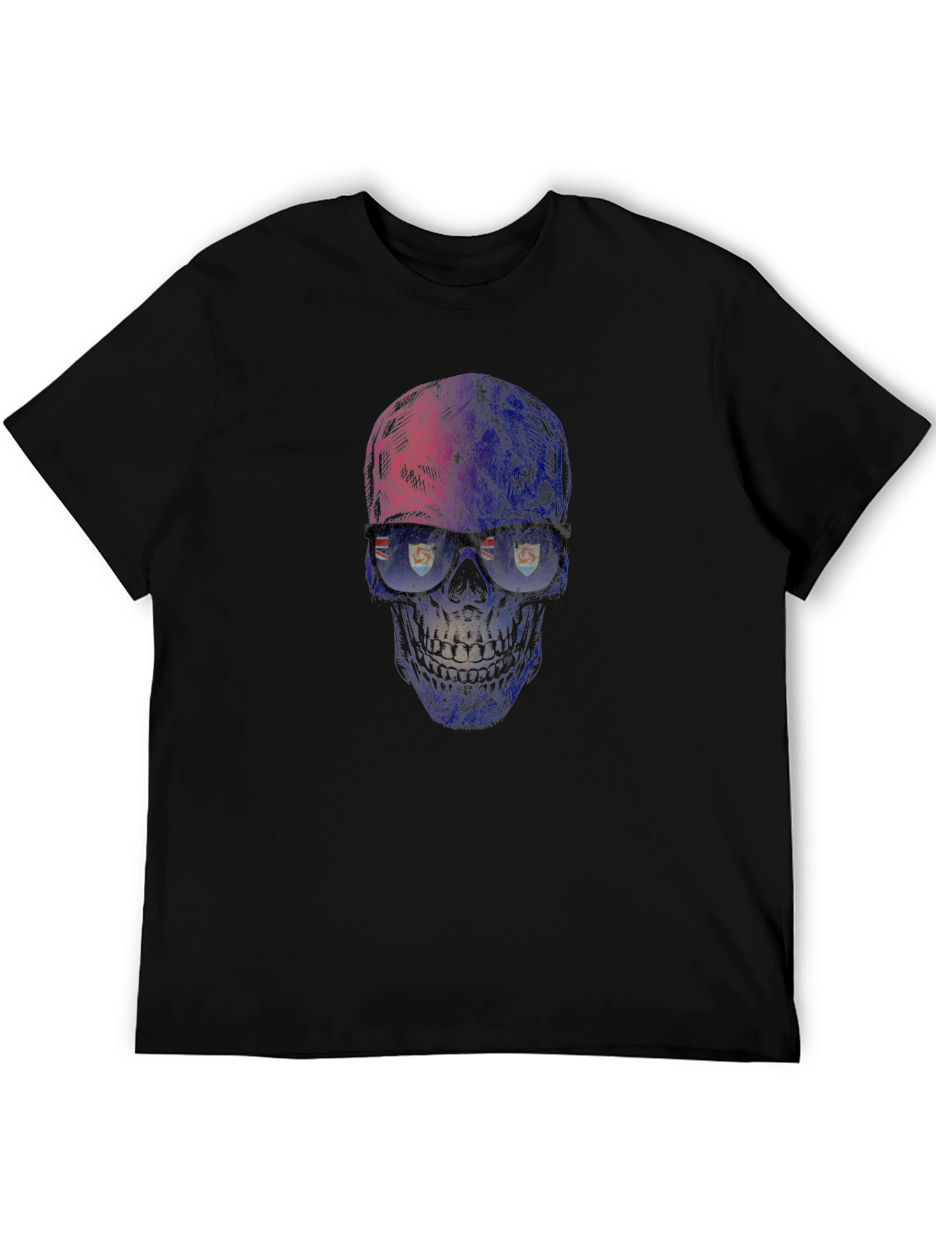 Black Skull with Glasses Graphic T-Shirt view 5