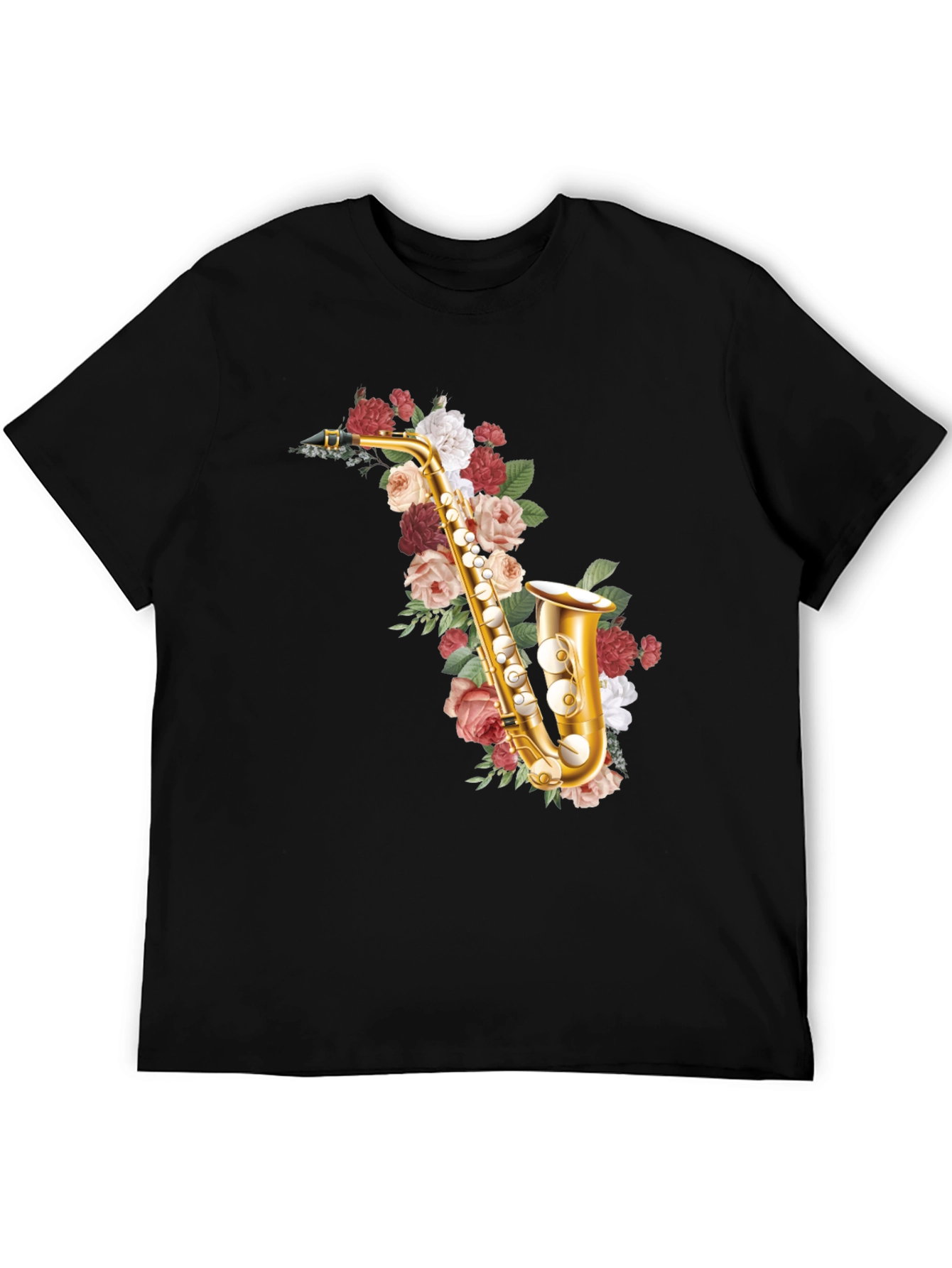 Black Floral Saxophone Graphic Tee view 5