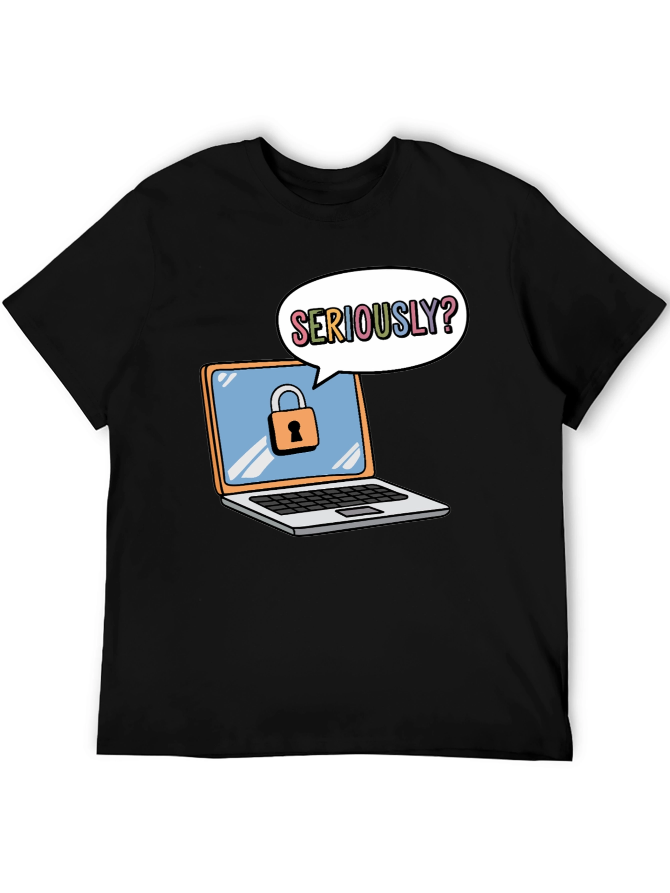 Black Funny Security Laptop T-Shirt view 5