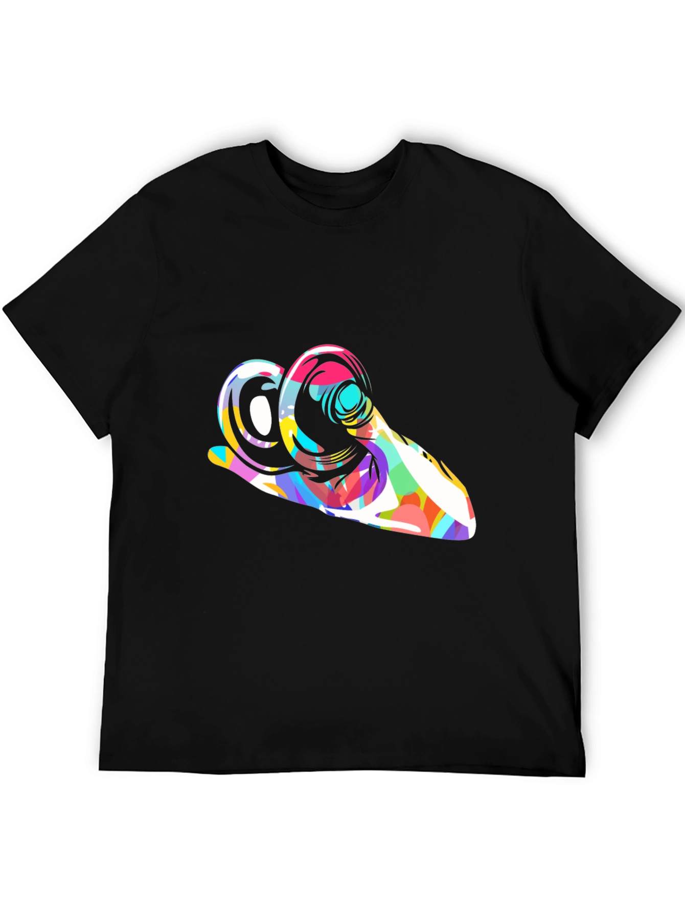 Black Abstract Ram Graphic Tee - Modern Art Shirt view 5
