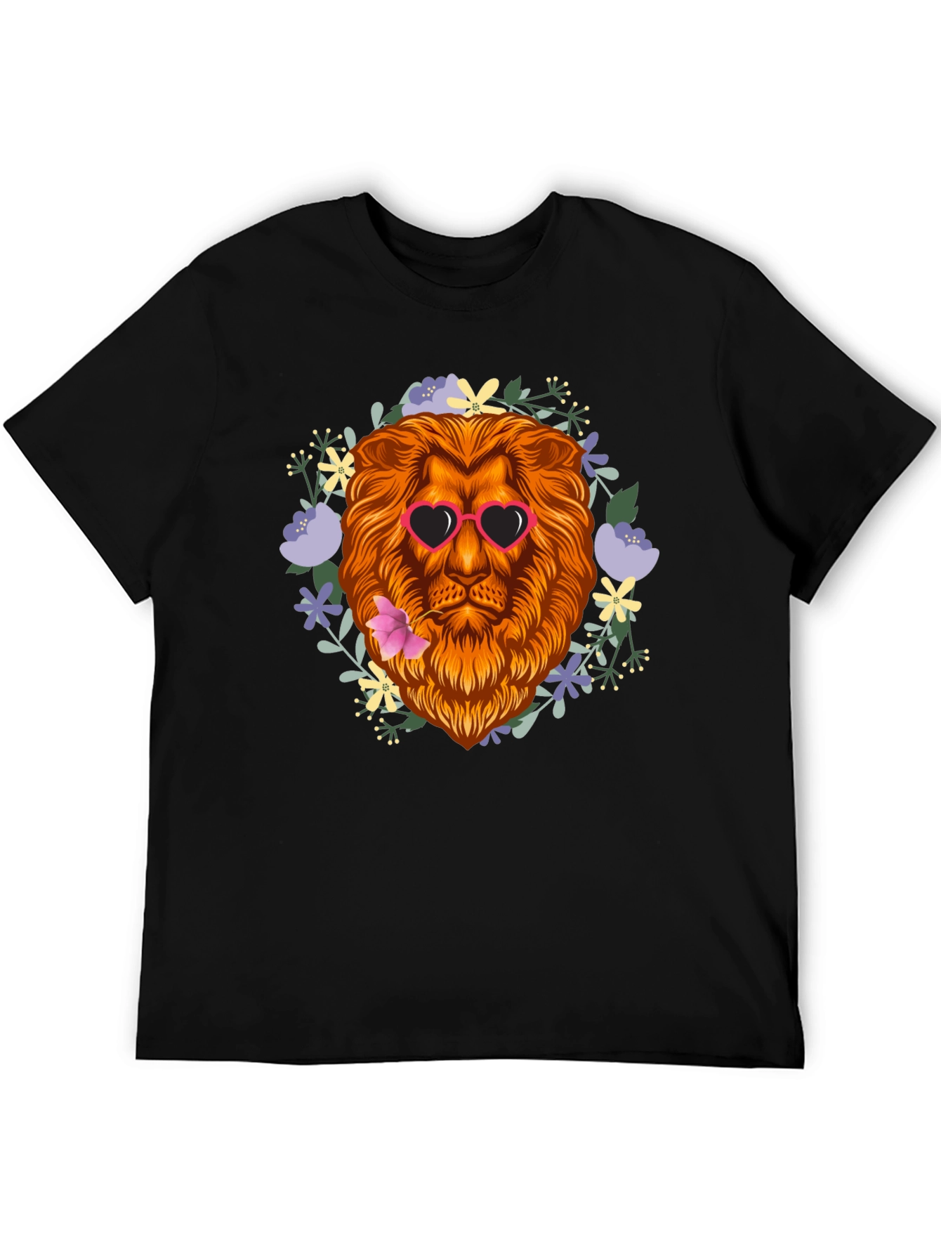 Black Lion Heart Sunglasses Graphic Tee view 5