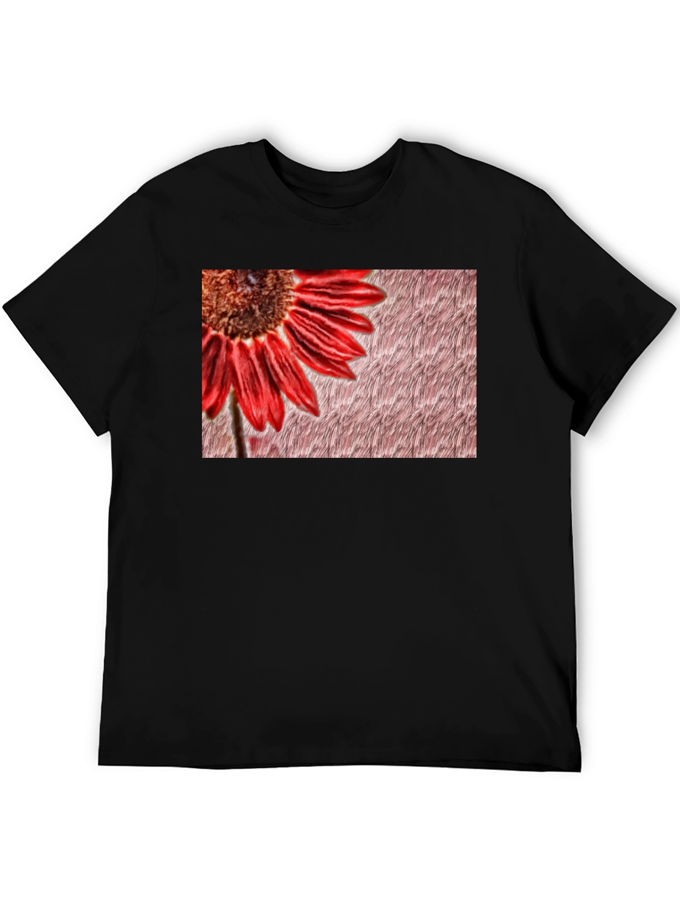 Black Red Flower Graphic Print Black Tee view 5