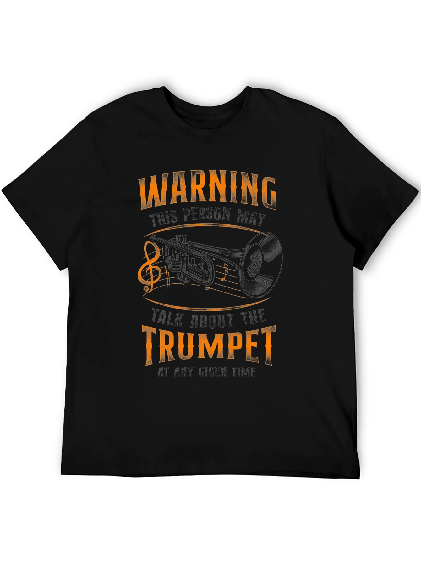 Black Warning May Spontaneously Talk About Trumpet - Black T-Shirt view 5