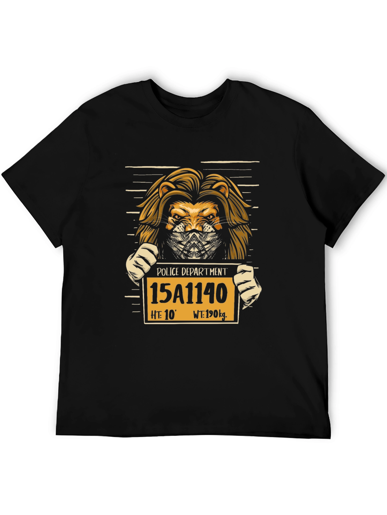 Black Lion Mugshot Graphic T-Shirt - Black view 5