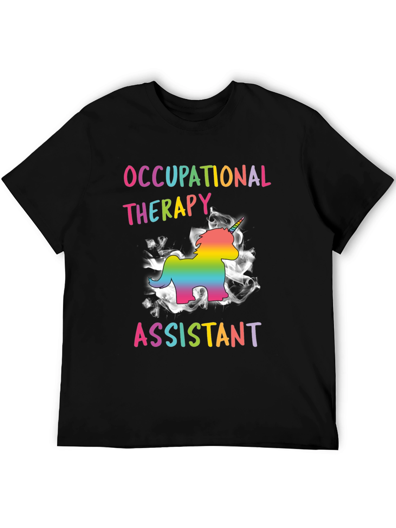 Black Occupational Therapy Assistant Rainbow Unicorn T-Shirt view 5