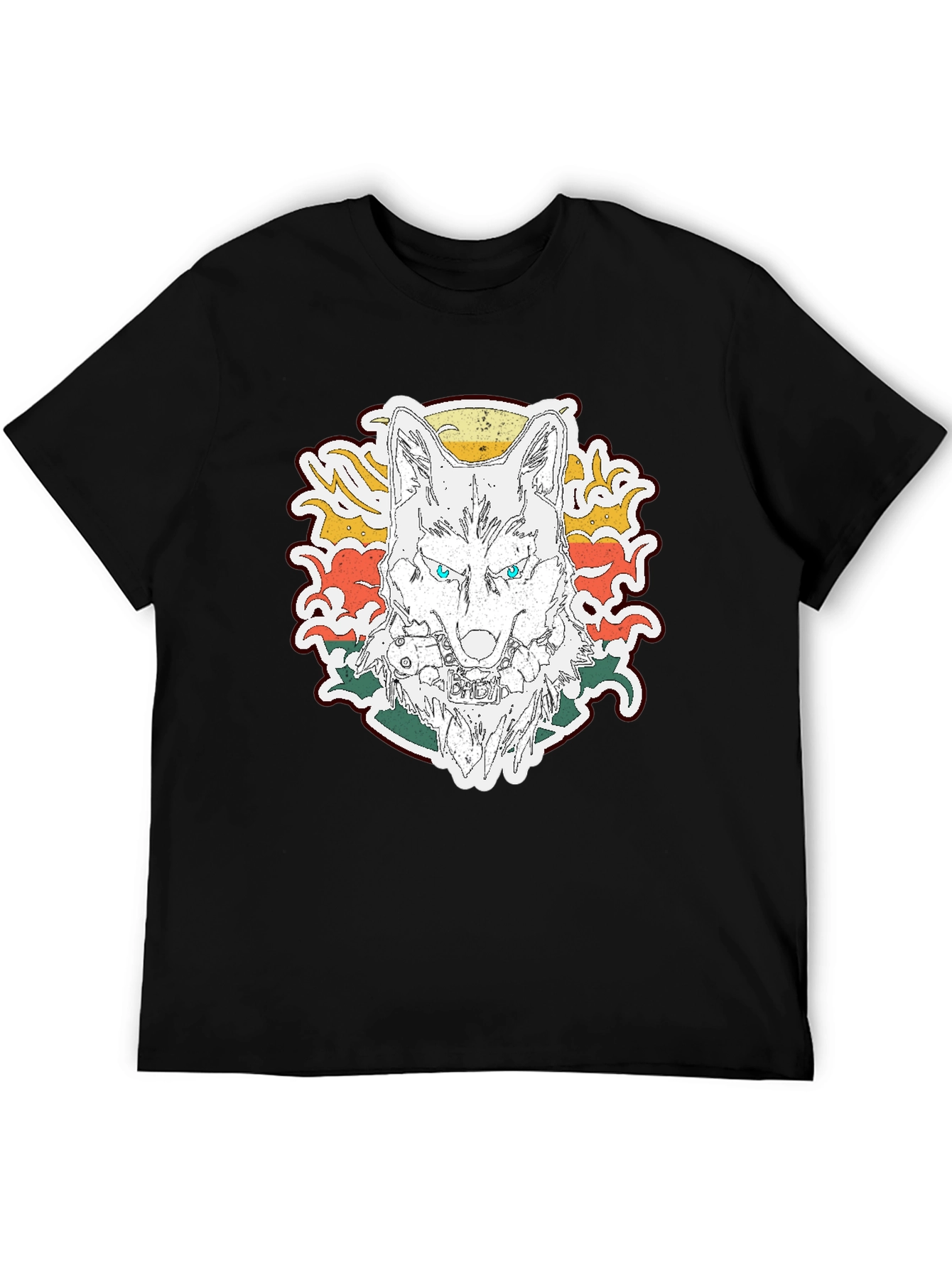 Black Wolf Graphic Print T-Shirt - Short Sleeve Black Tee view 5