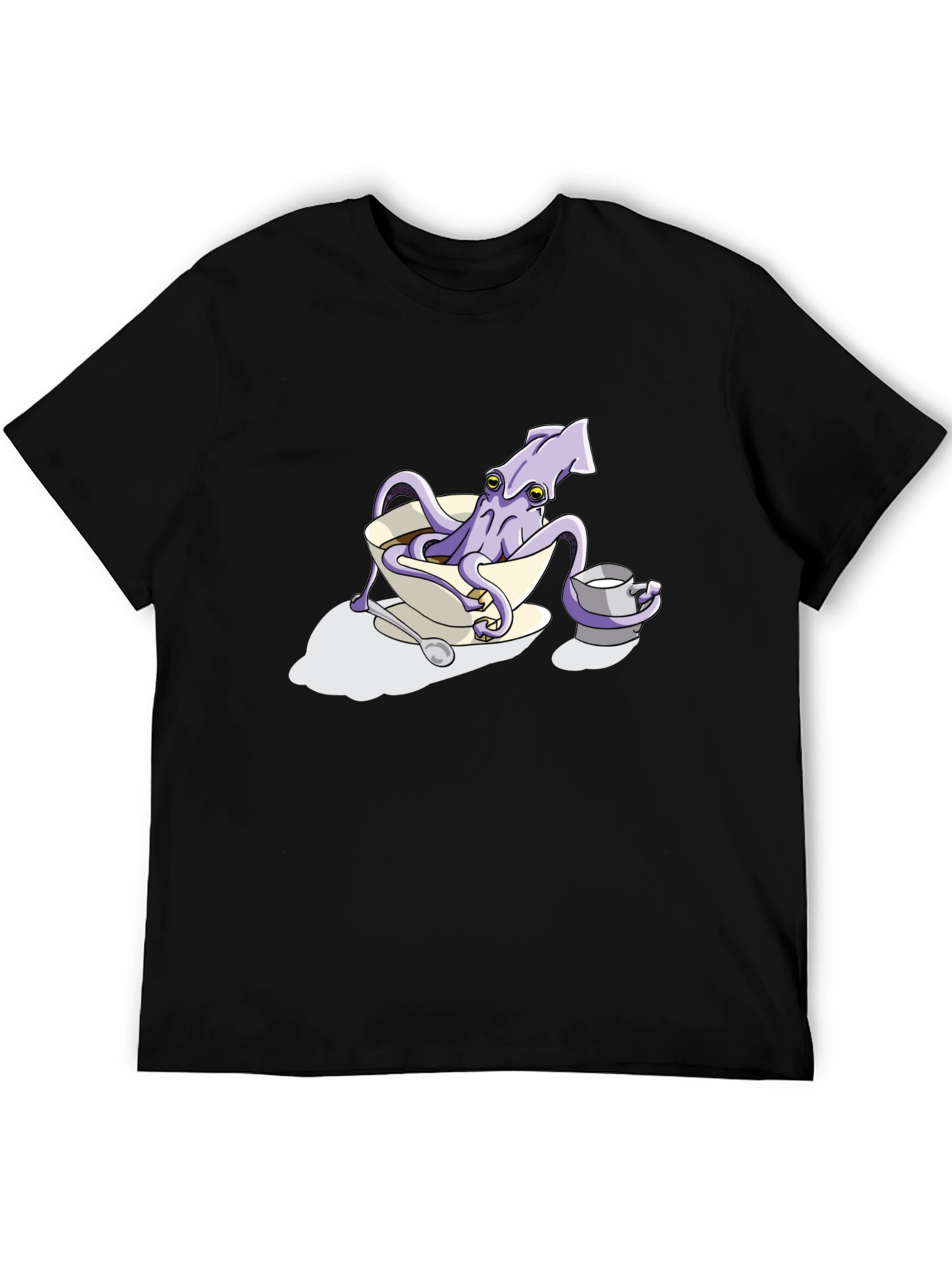 Black Squid in a Teacup Graphic Tee view 5