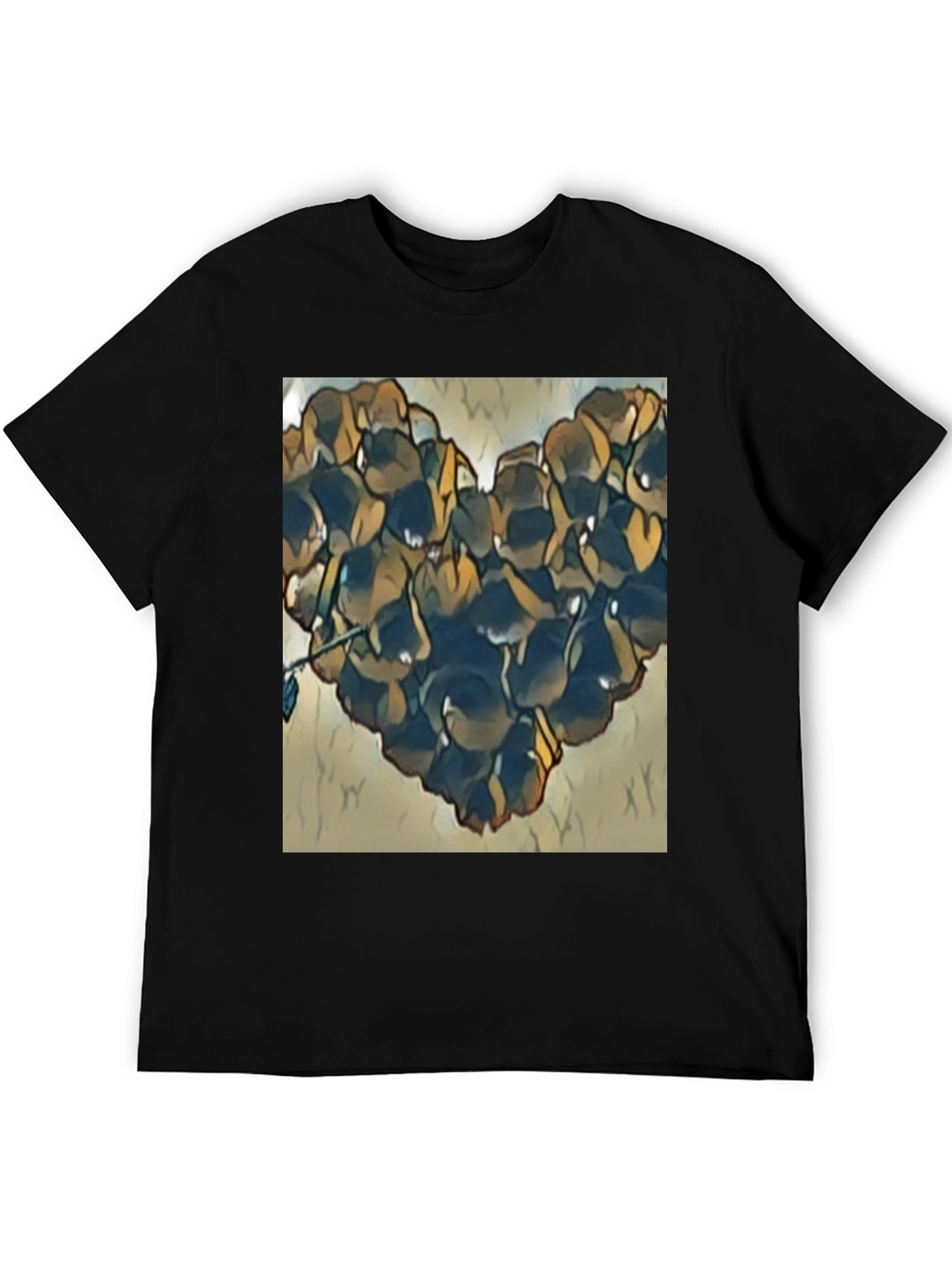 Black Floral Heart Graphic T-Shirt - Black view 5