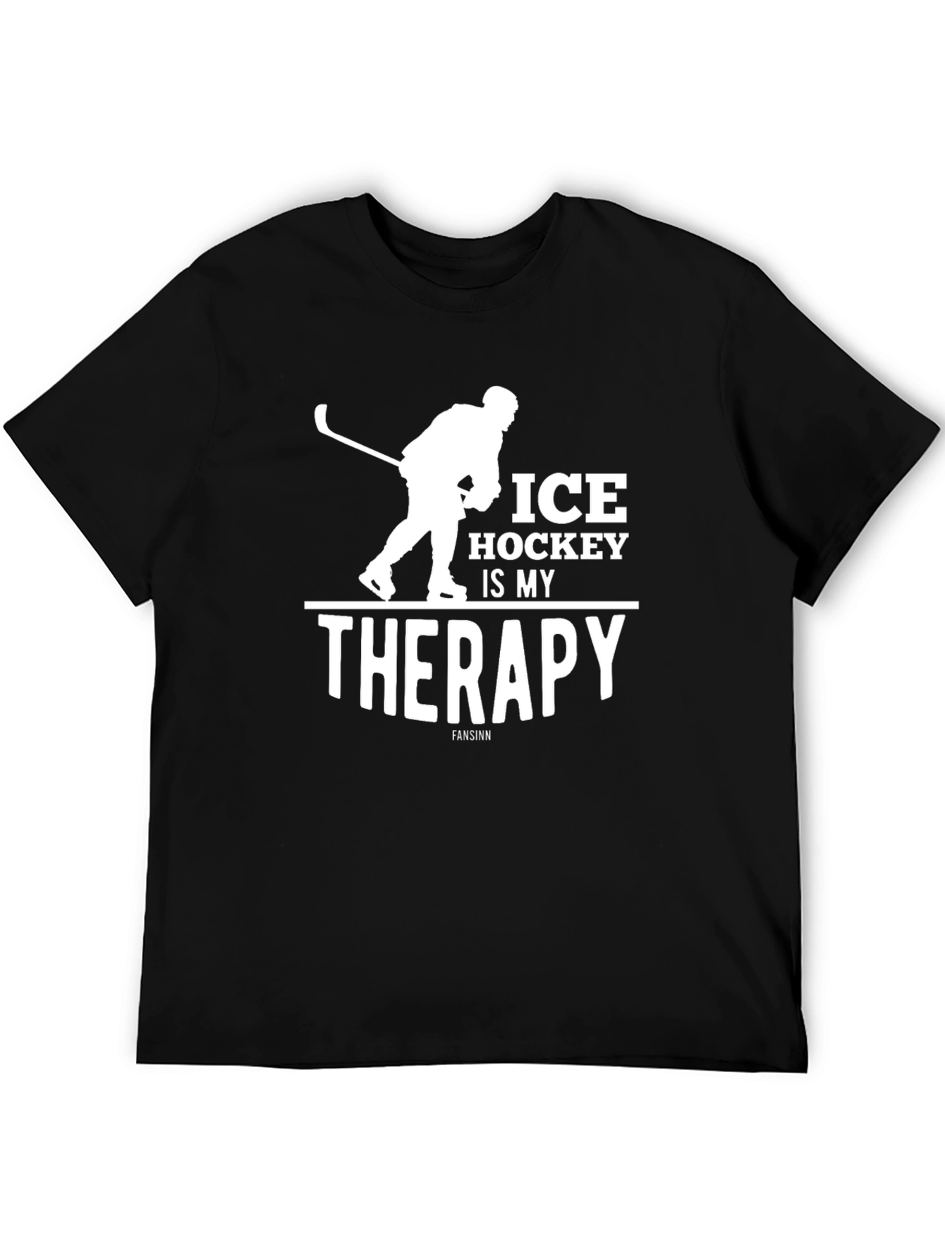Black Ice Hockey Is My Therapy Black T-Shirt view 5