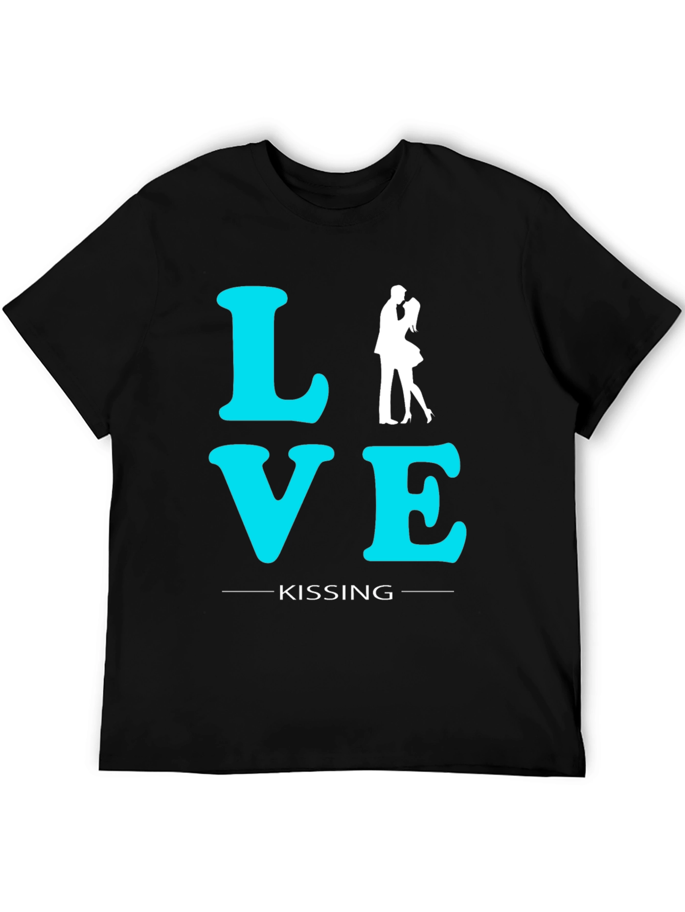 Black Love Kissing Graphic Tee - Black Cotton T-Shirt view 5