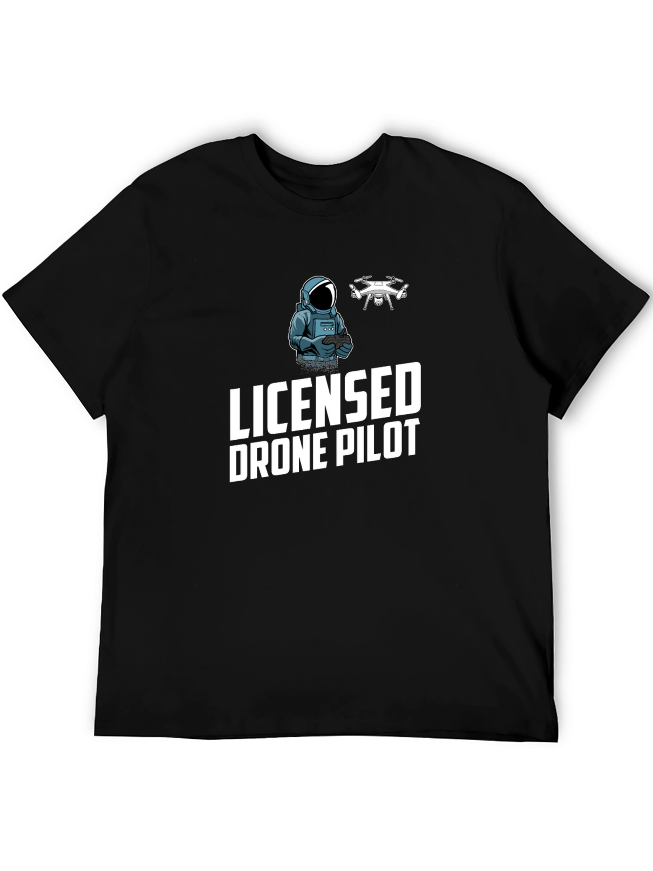 Black Licensed Drone Pilot Graphic T-Shirt view 5