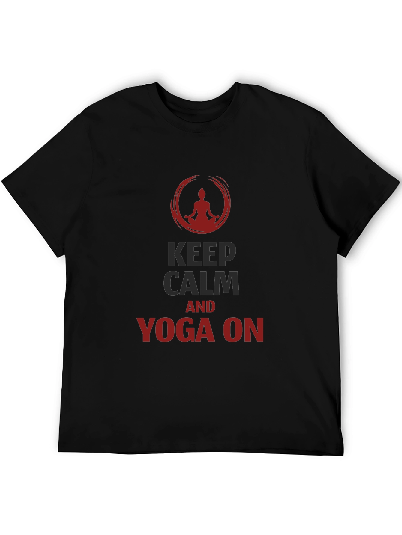 Black Keep Calm Yoga T-Shirt - Men's Black Tee view 5
