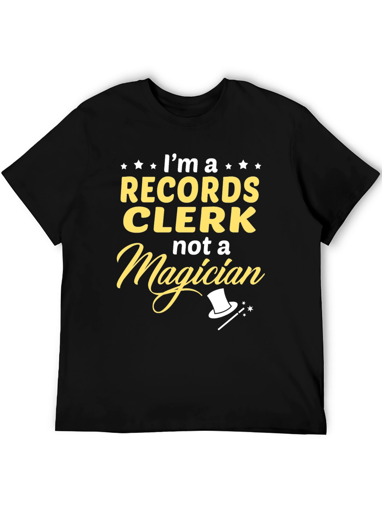 Black Records Clerk Not a Magician Funny T-Shirt view 5