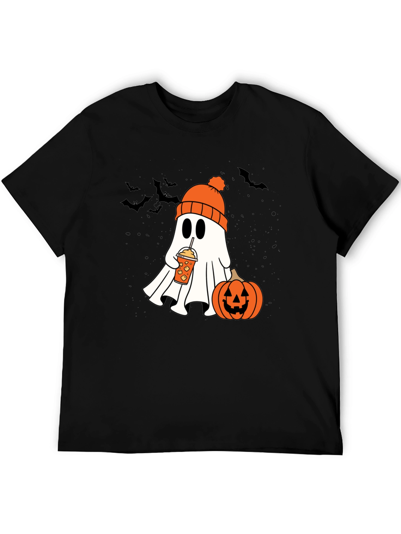 Black Halloween Ghost with Pumpkin Spice Tee view 5