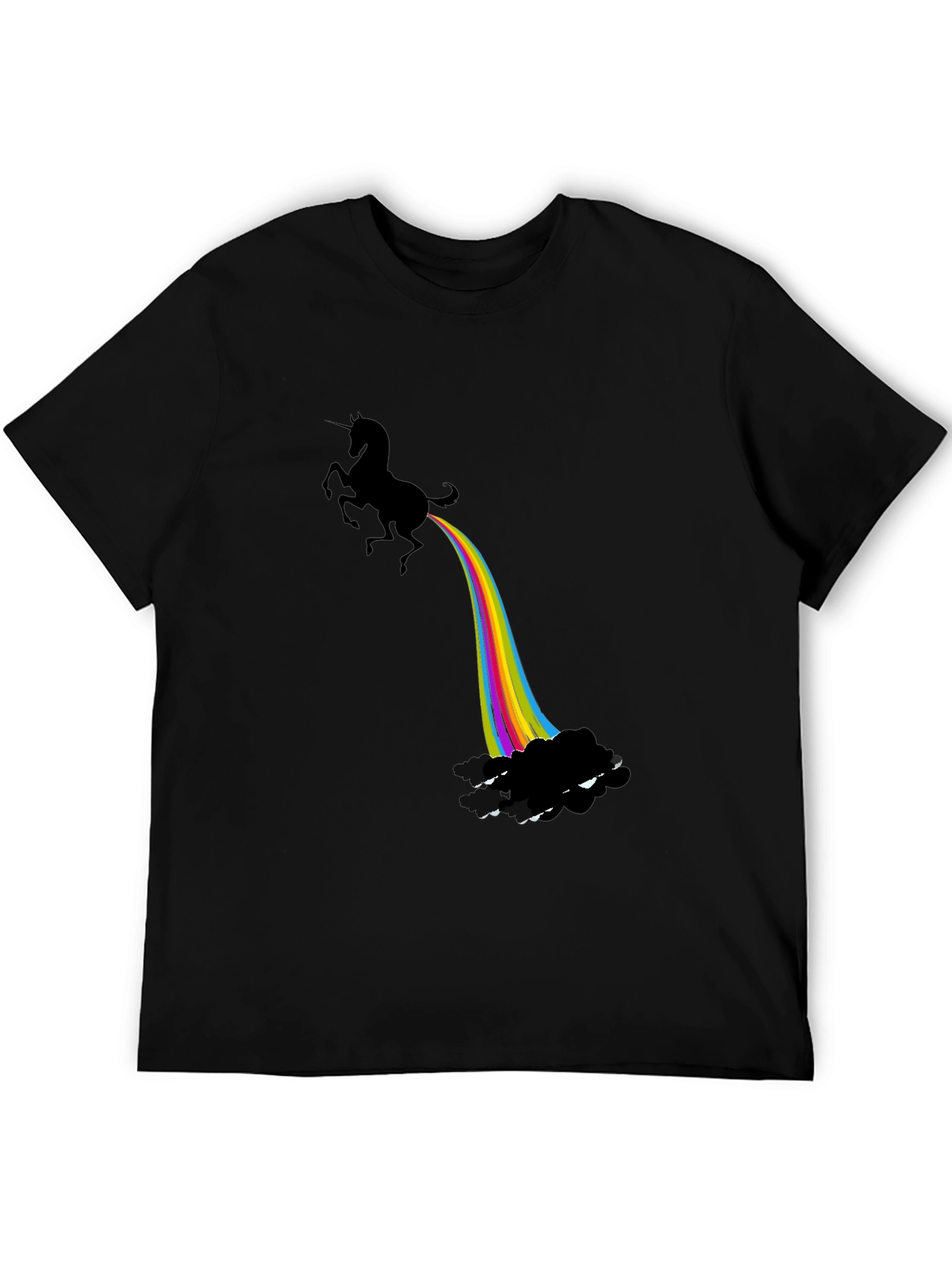 Black Unicorn Rainbow Funny Graphic T-Shirt view 5