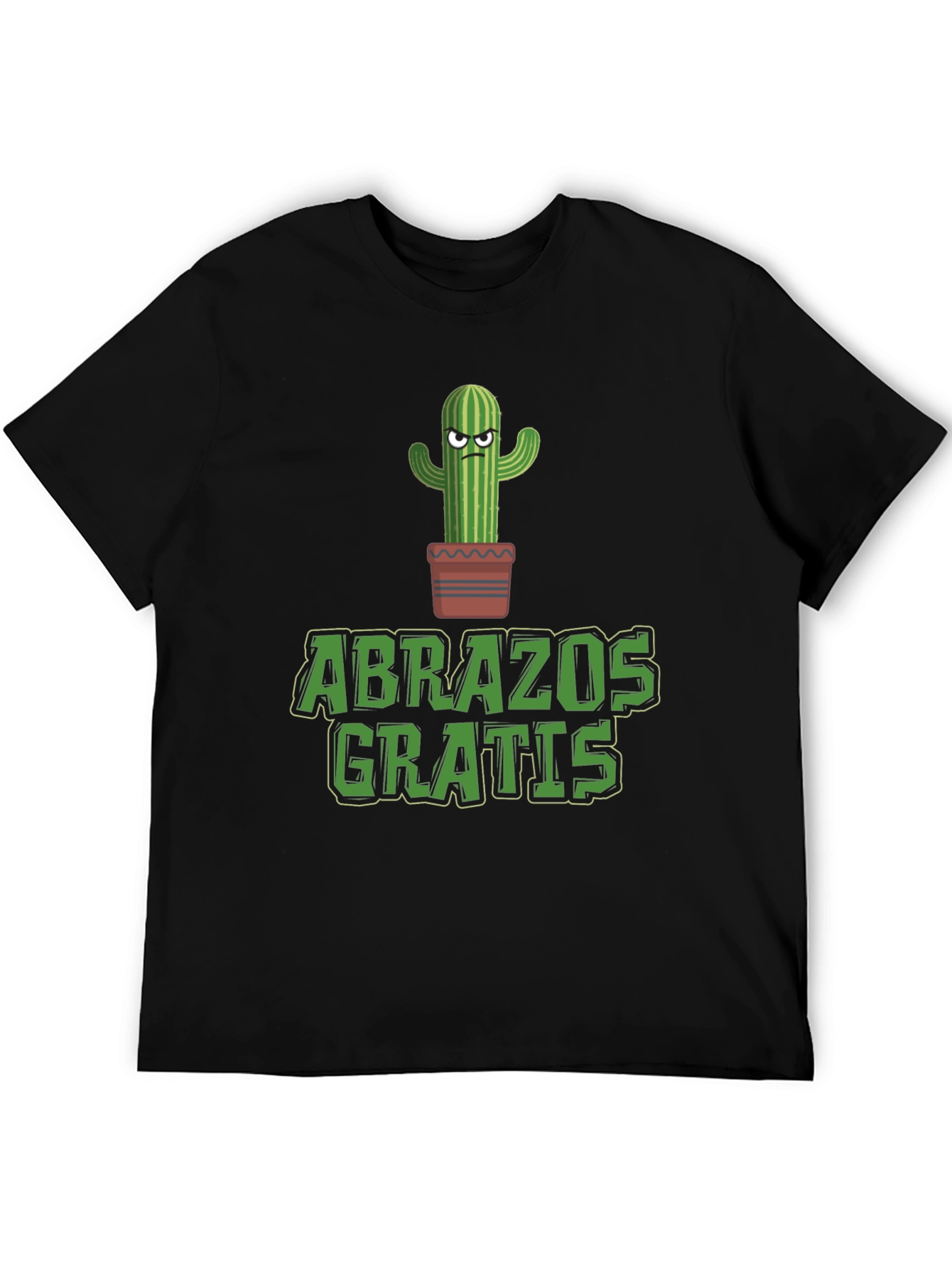 Black Funny Cactus 'Abrazos Gratis' Graphic T-Shirt view 5