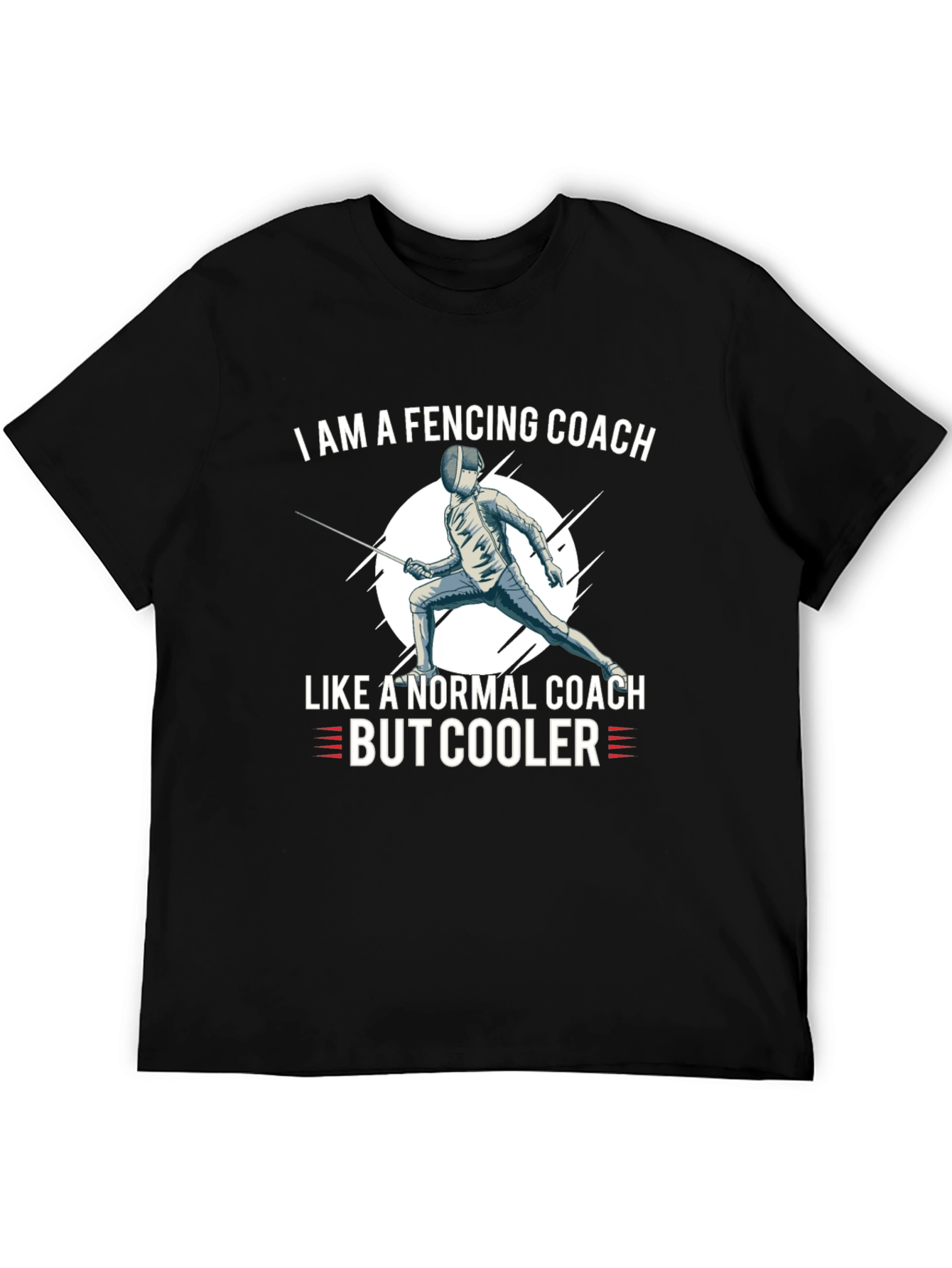 Black Fencing Coach T-Shirt - Like a Normal Coach, But Cooler view 5