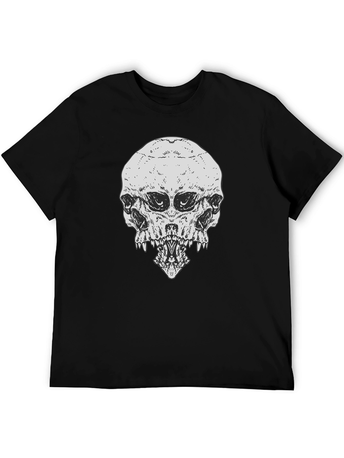 Black Skull Graphic Print T-Shirt view 5