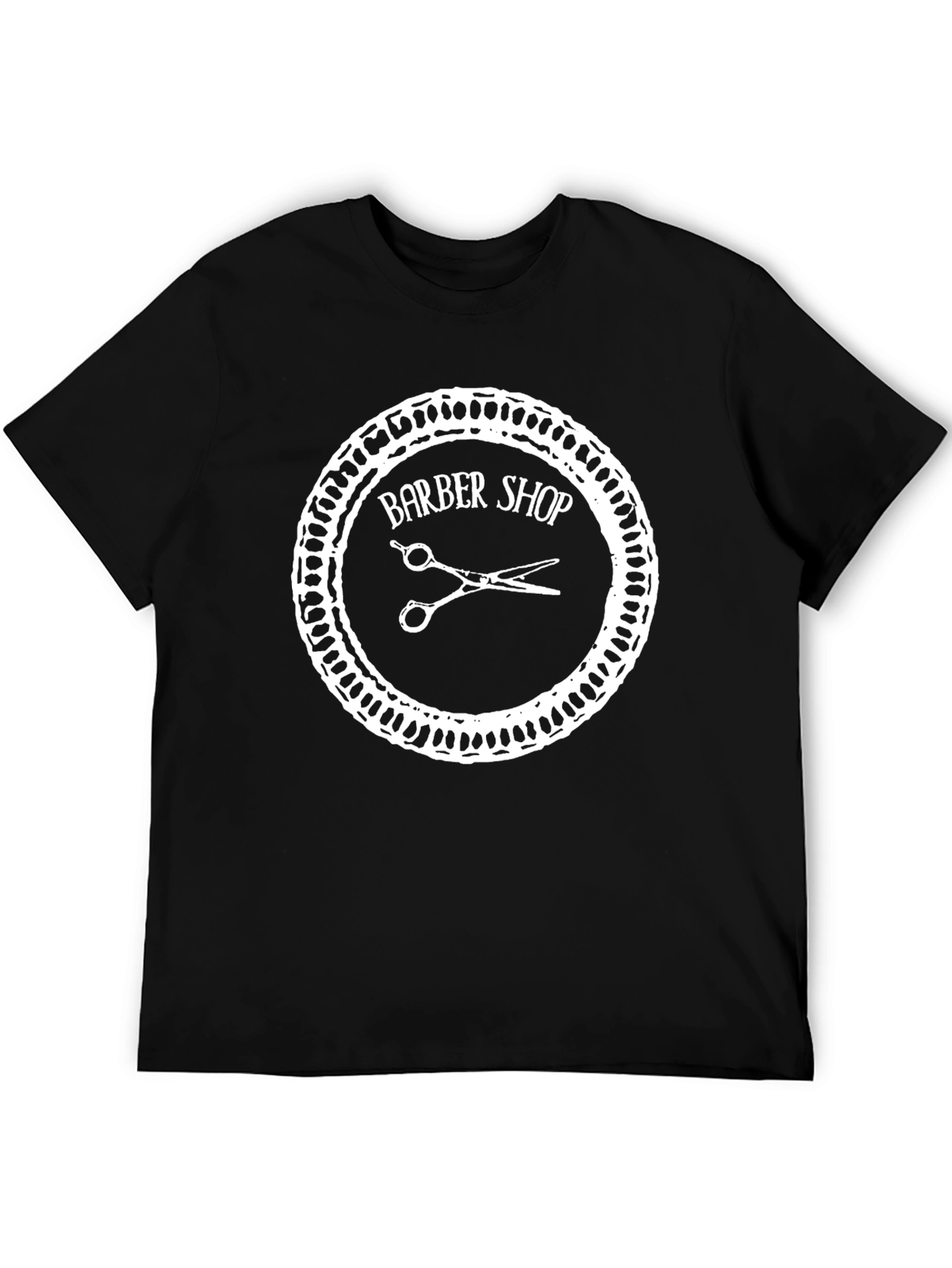 Black Barber Shop T-Shirt - Black Graphic Tee view 5