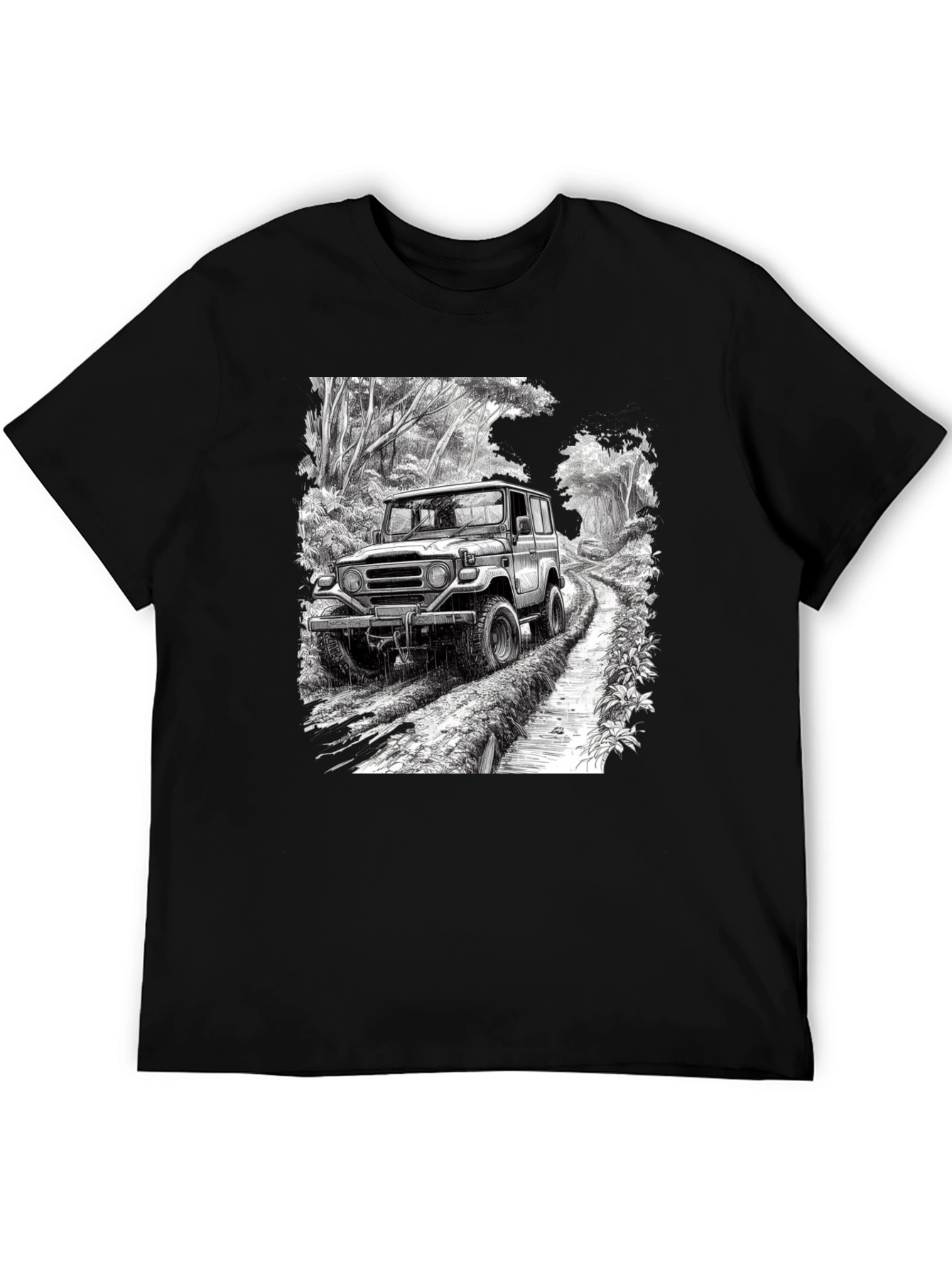 Black Off-Road Vehicle Graphic Tee - Black Cotton Blend view 5