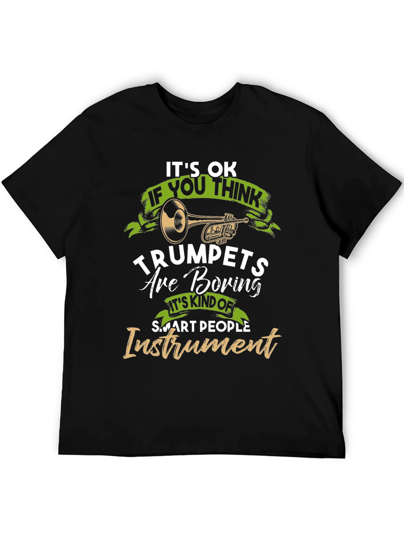 Black Funny Trumpet Player Graphic T-Shirt view 5