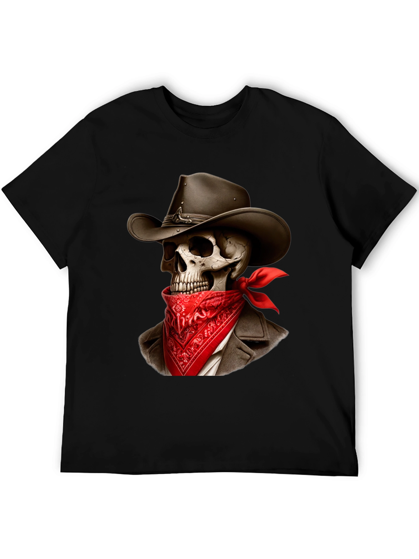 Black Cowboy Skeleton Graphic Tee - Western Style Shirt view 5