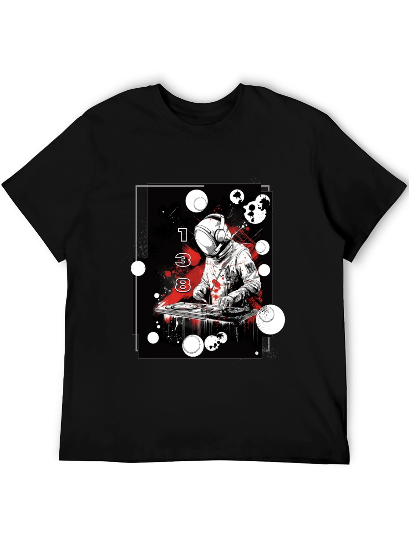 Black Astronaut DJ Graphic Tee - Black Cotton Blend view 5
