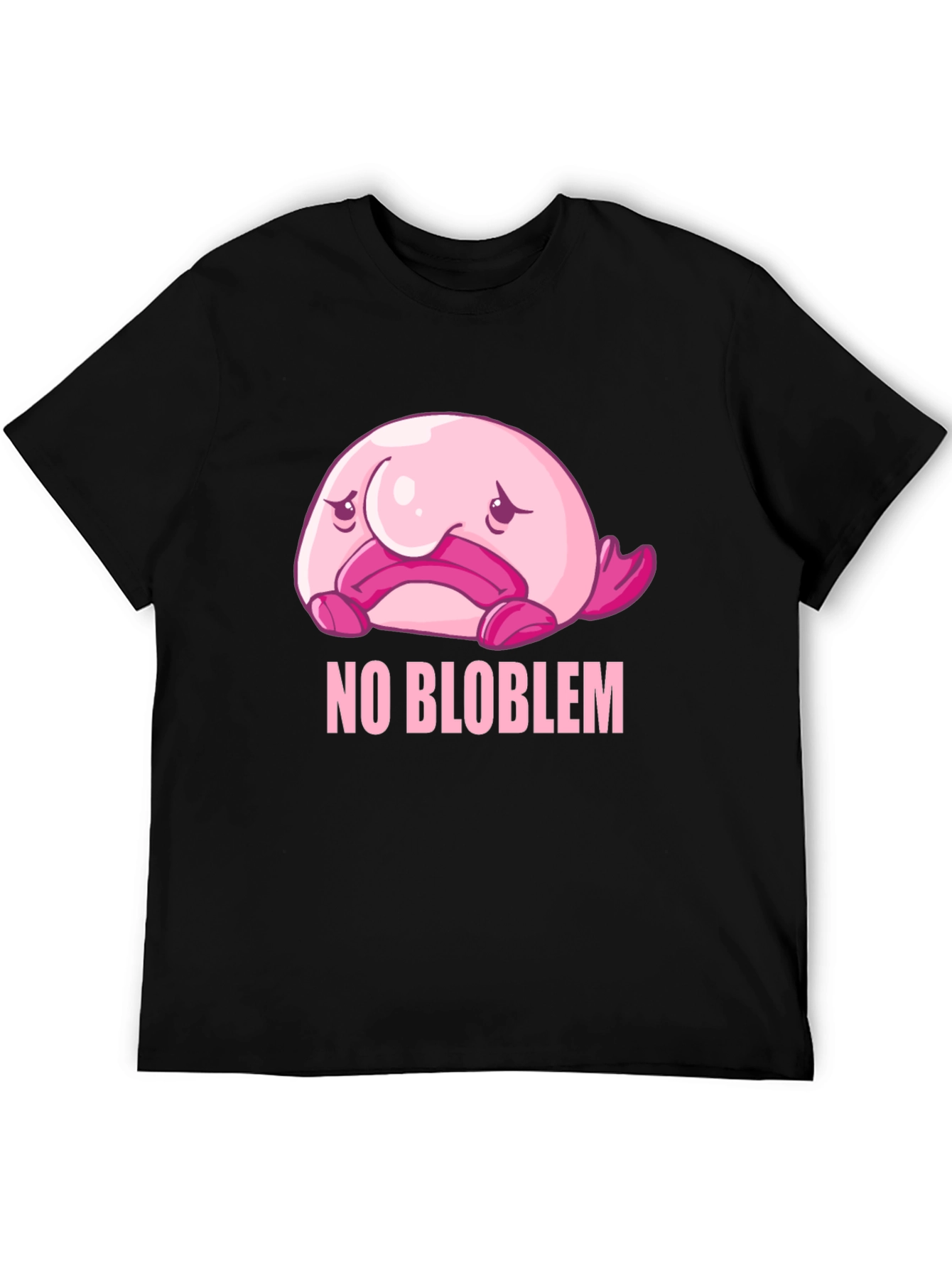 Black No Blob-lem T-Shirt - Funny Blobfish Graphic Tee view 5