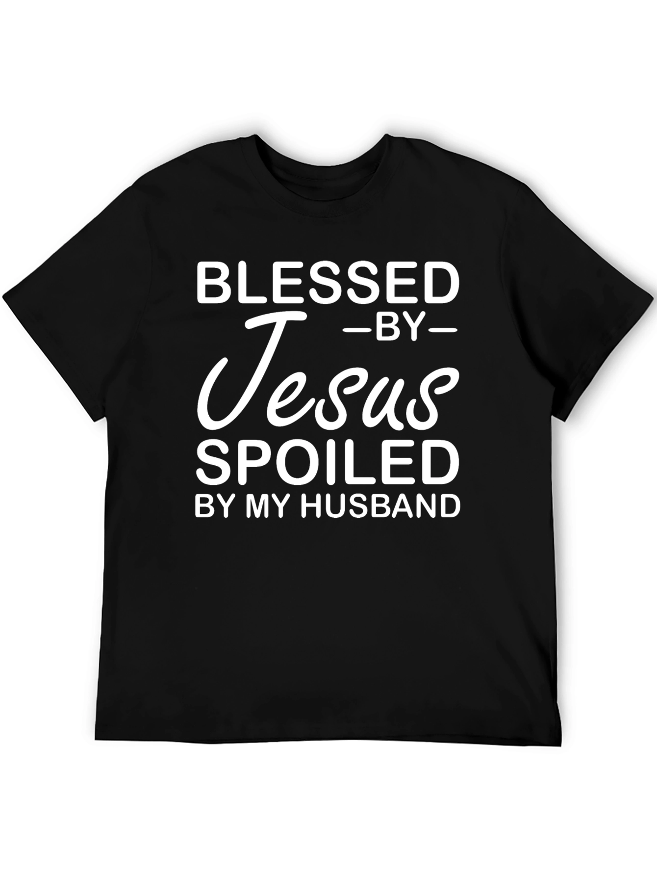 Black Blessed By Jesus, Spoiled By My Husband T-Shirt view 5