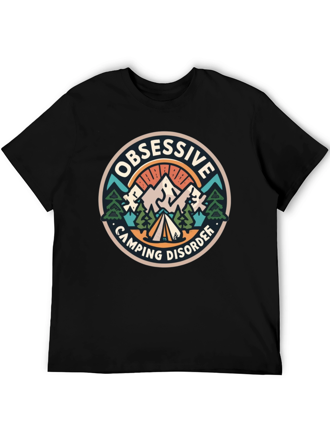 Black Obsessive Camping Disorder Black T-Shirt view 5