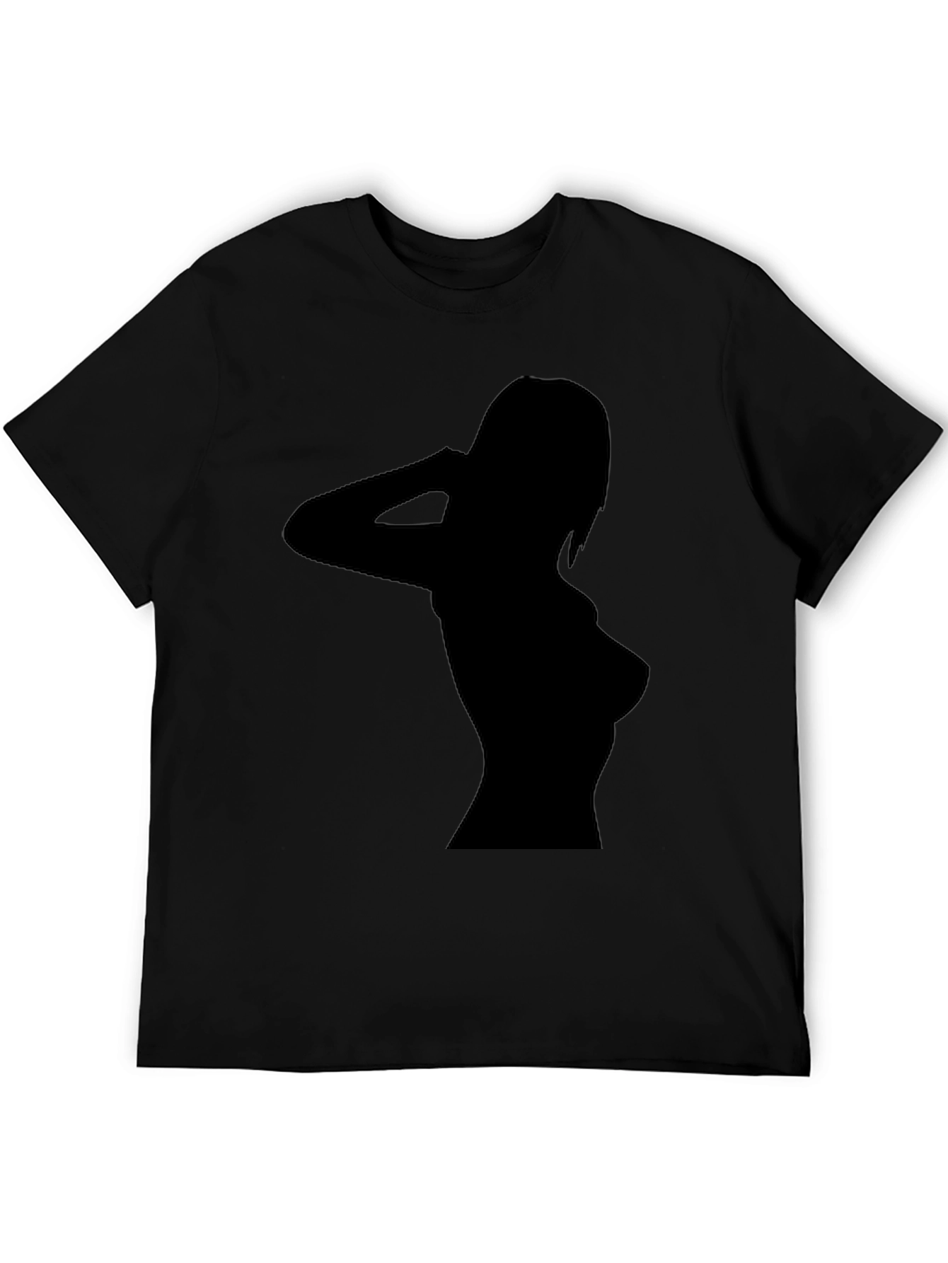 Black Sleek Black T-Shirt with Silhouette Design view 5