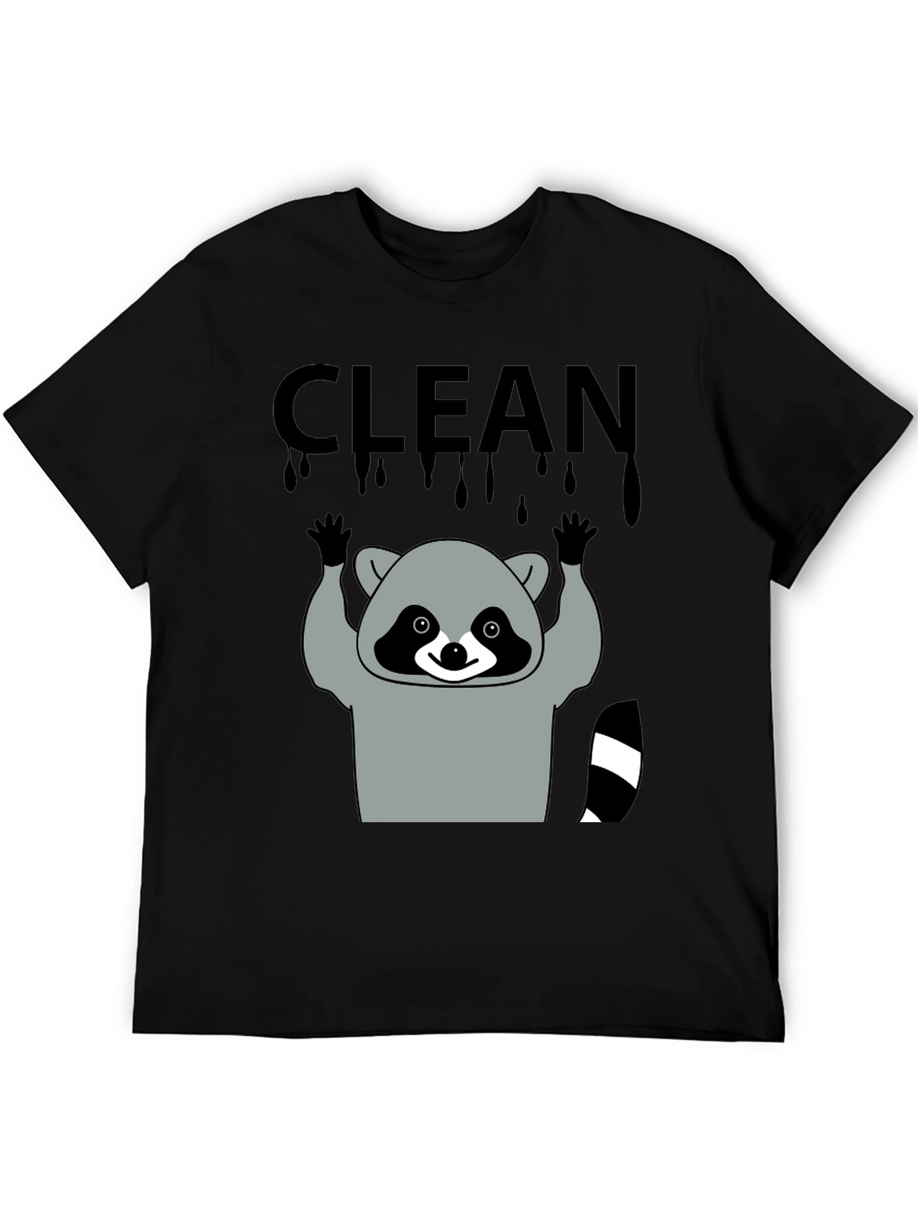 Black Clean Raccoon Graphic Tee view 5