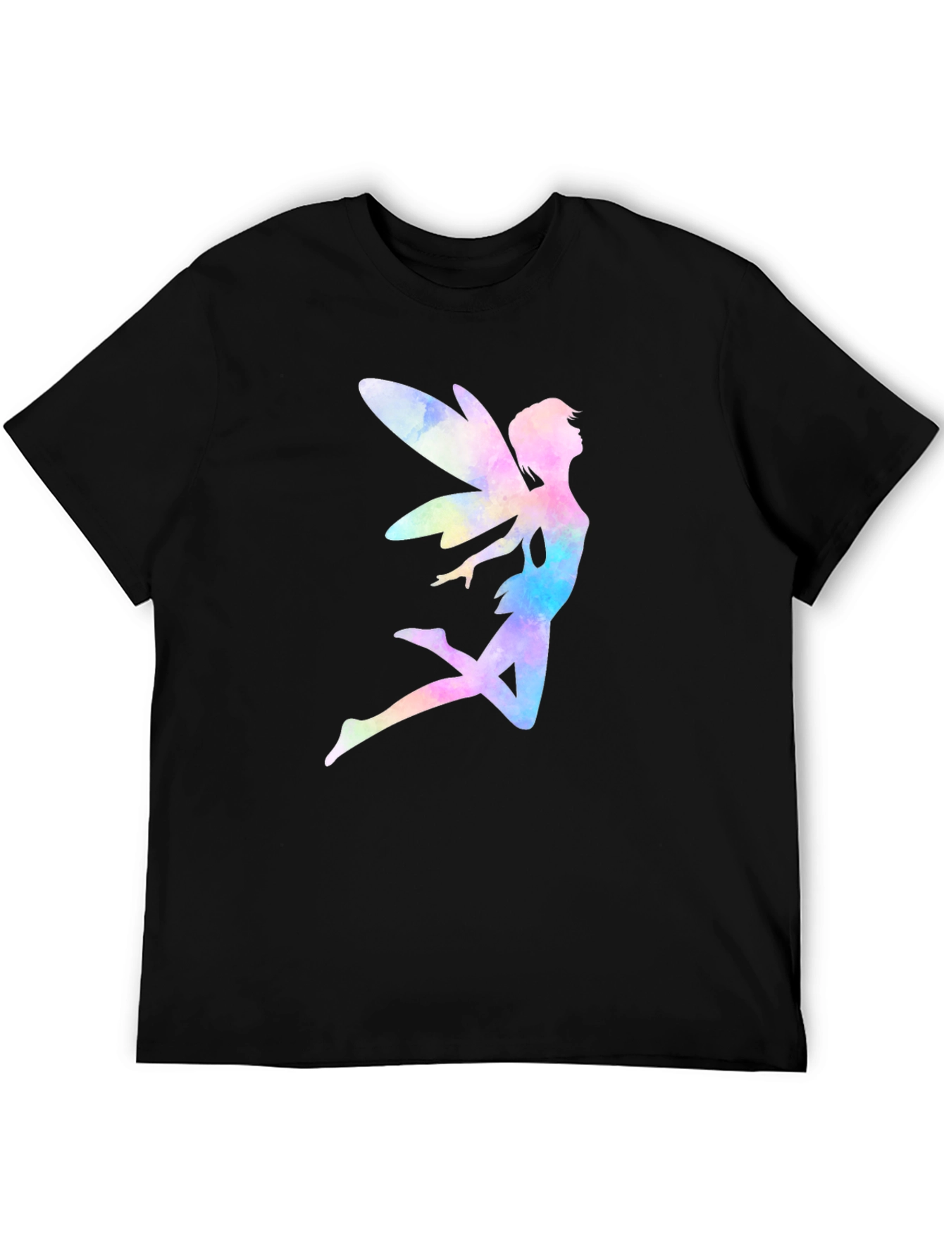 Black Watercolor Fairy Graphic T-Shirt - Black Cotton Blend view 5