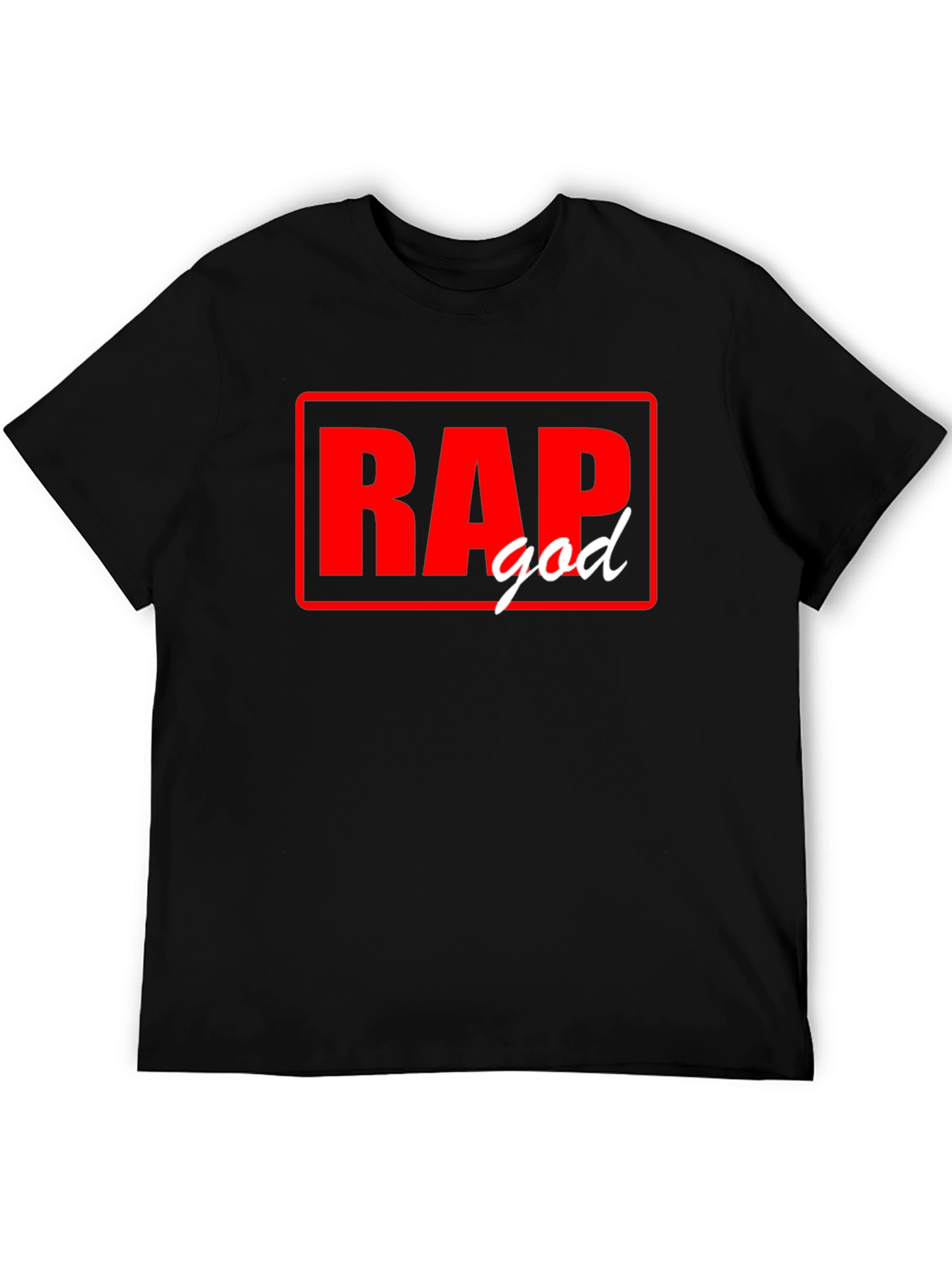 Black Rap God T-Shirt - Black Tee with Red and White Graphic view 5