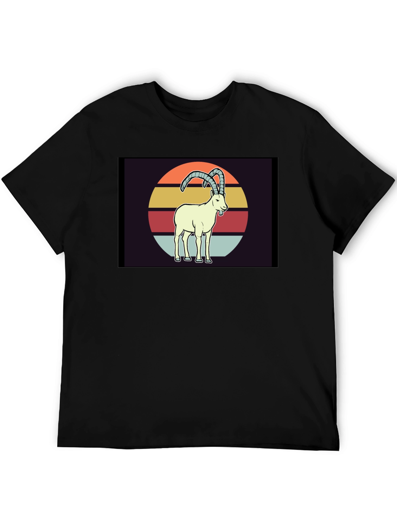Black Retro Ibex T-Shirt - Vintage Style Goat Tee view 5